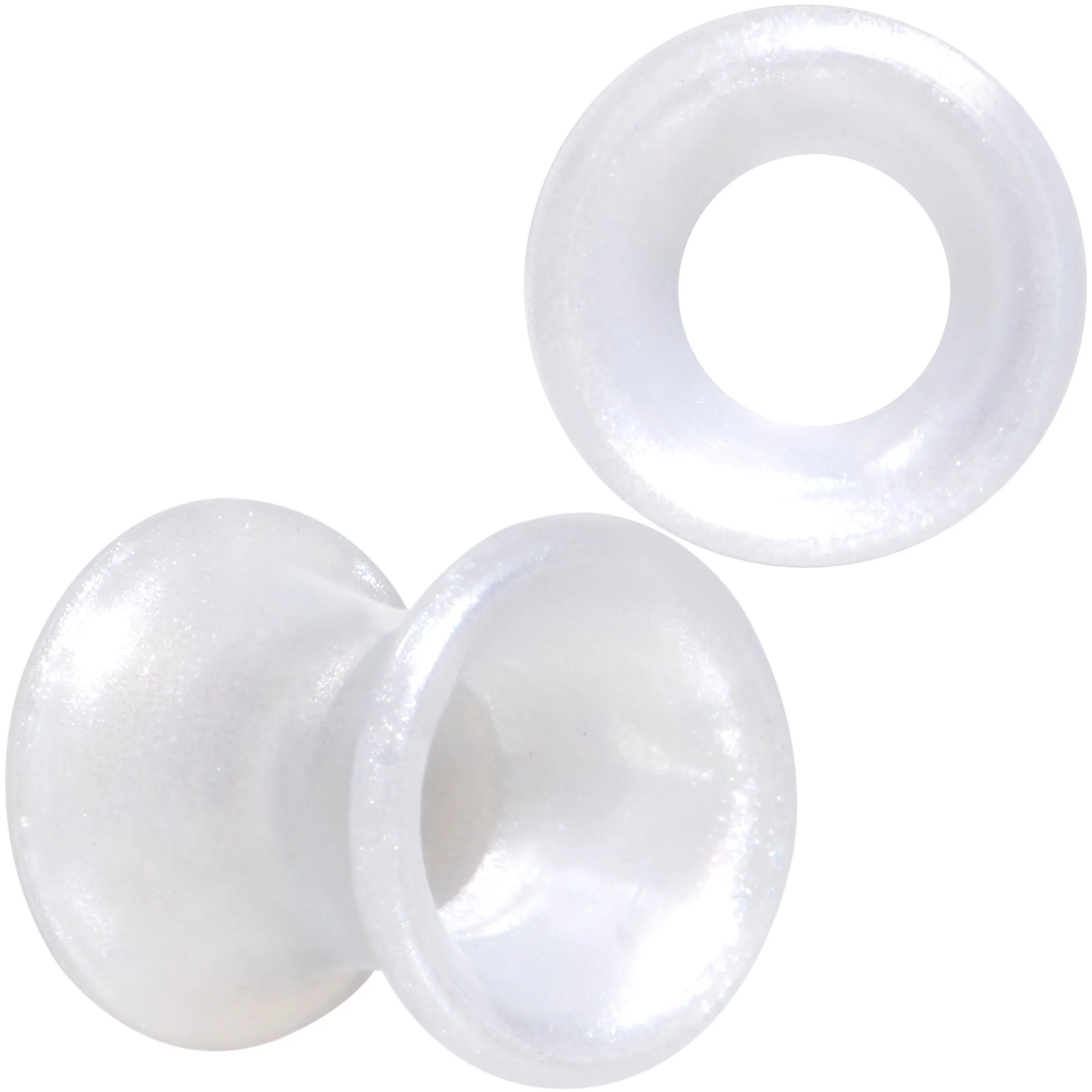 Thin Flexible White Silicone Tunnel Plug Set 6mm to 25mm - Image 7
