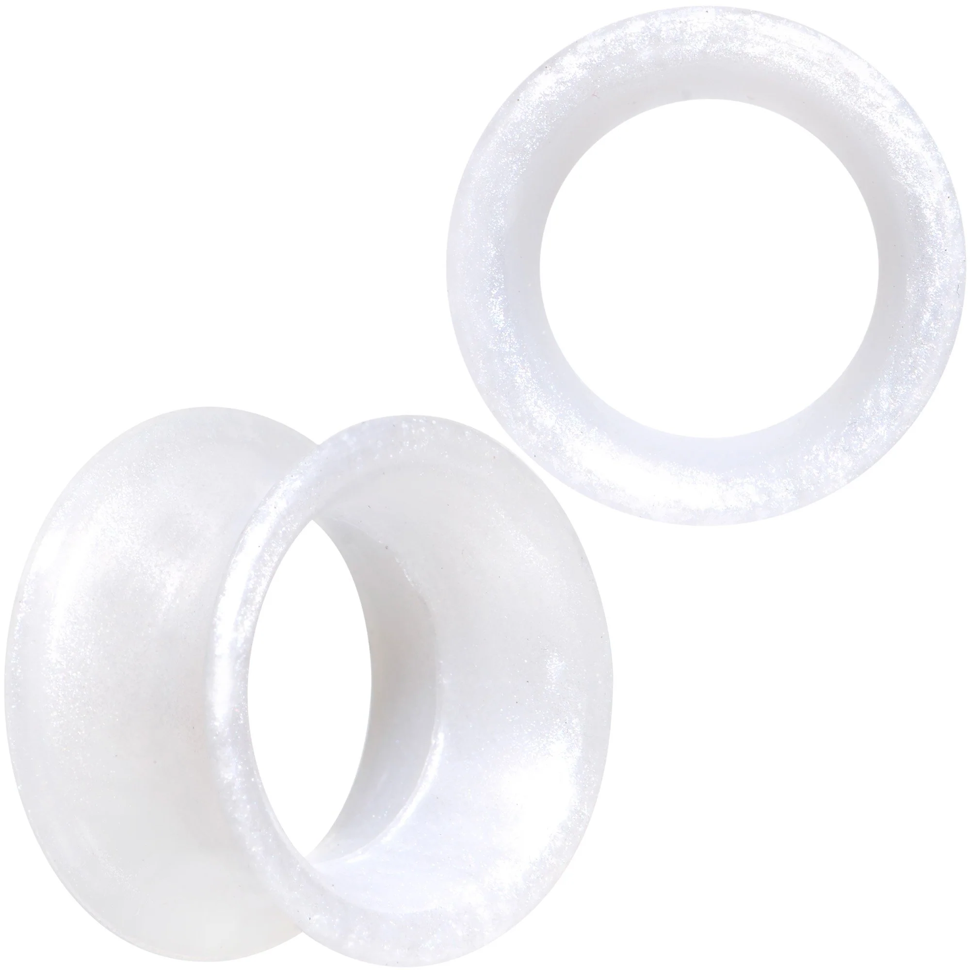 Thin Flexible White Silicone Tunnel Plug Set 6mm to 25mm - Image 9