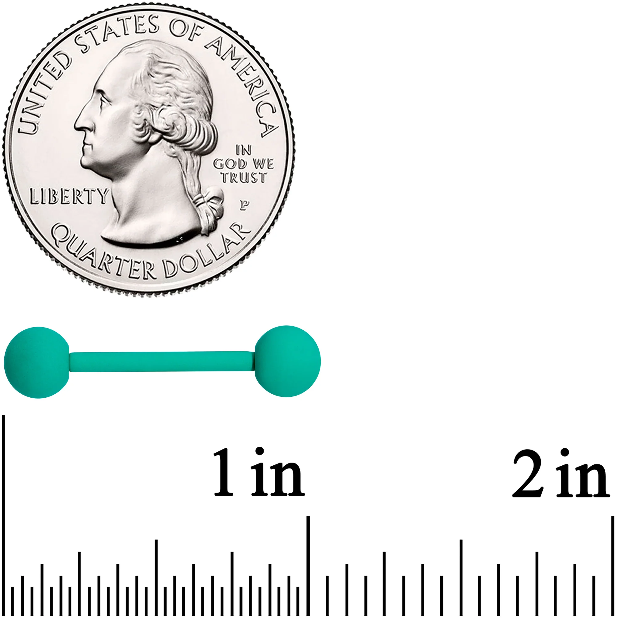Totally Teal Matte Barbell Tongue Ring - Image 4