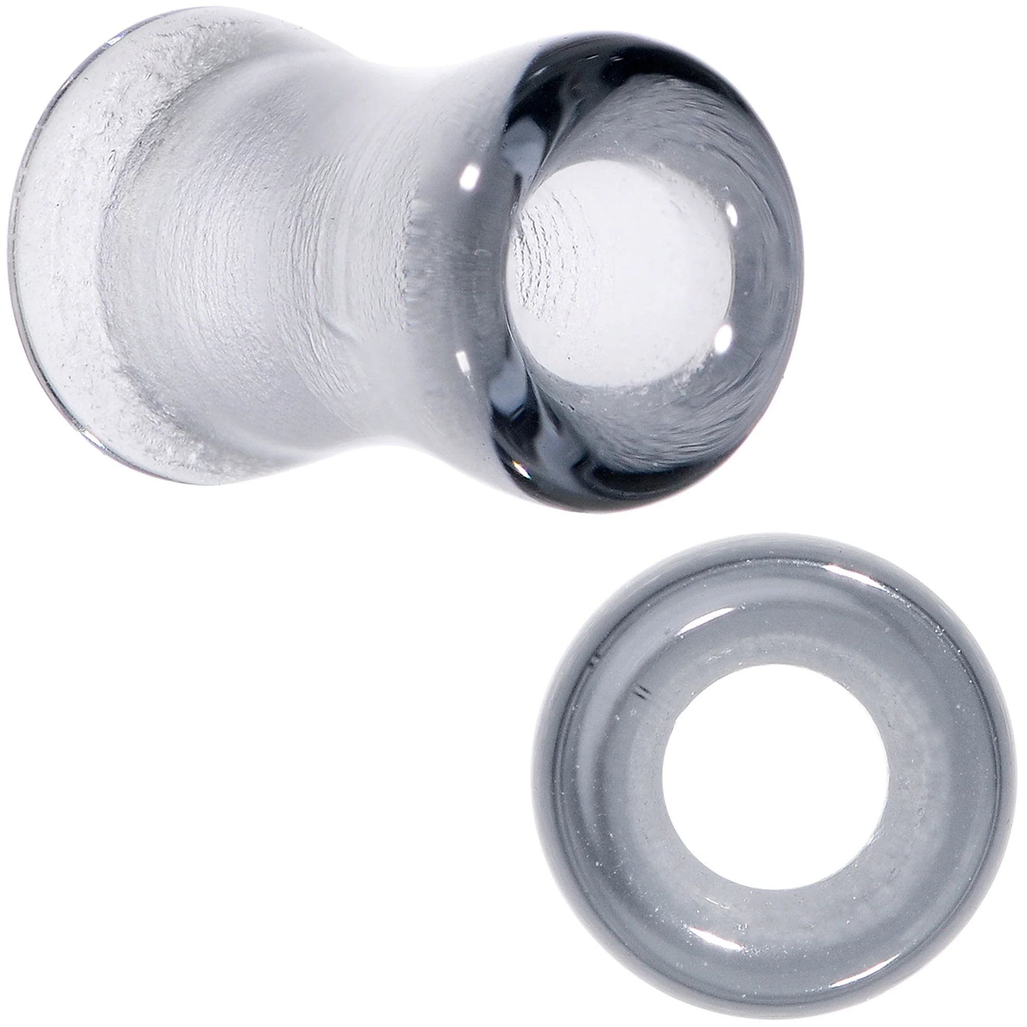 Translucent Black Glass Tunnel Plug Set 2G to 1 Inch - Image 11