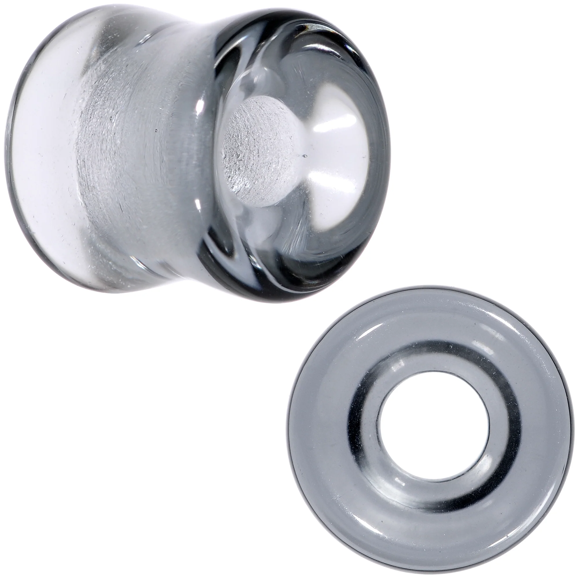 Translucent Black Glass Tunnel Plug Set 2G to 1 Inch - Image 12