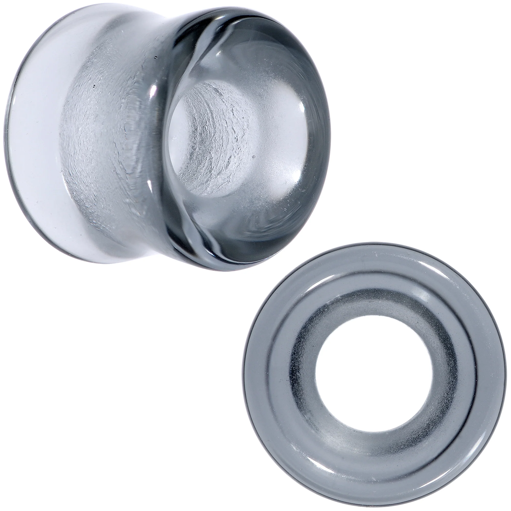 Translucent Black Glass Tunnel Plug Set 2G to 1 Inch - Image 13