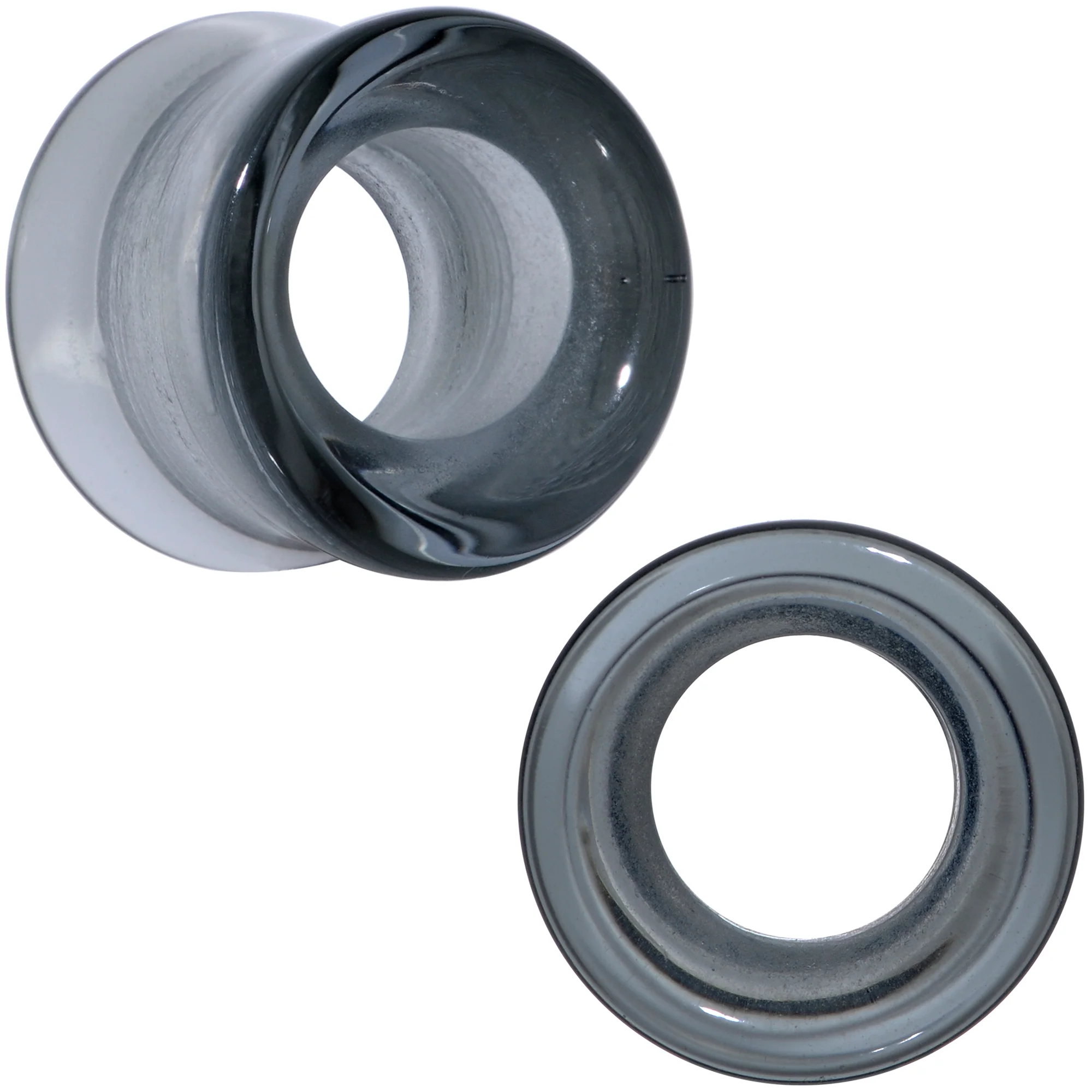 Translucent Black Glass Tunnel Plug Set 2G to 1 Inch - Image 14