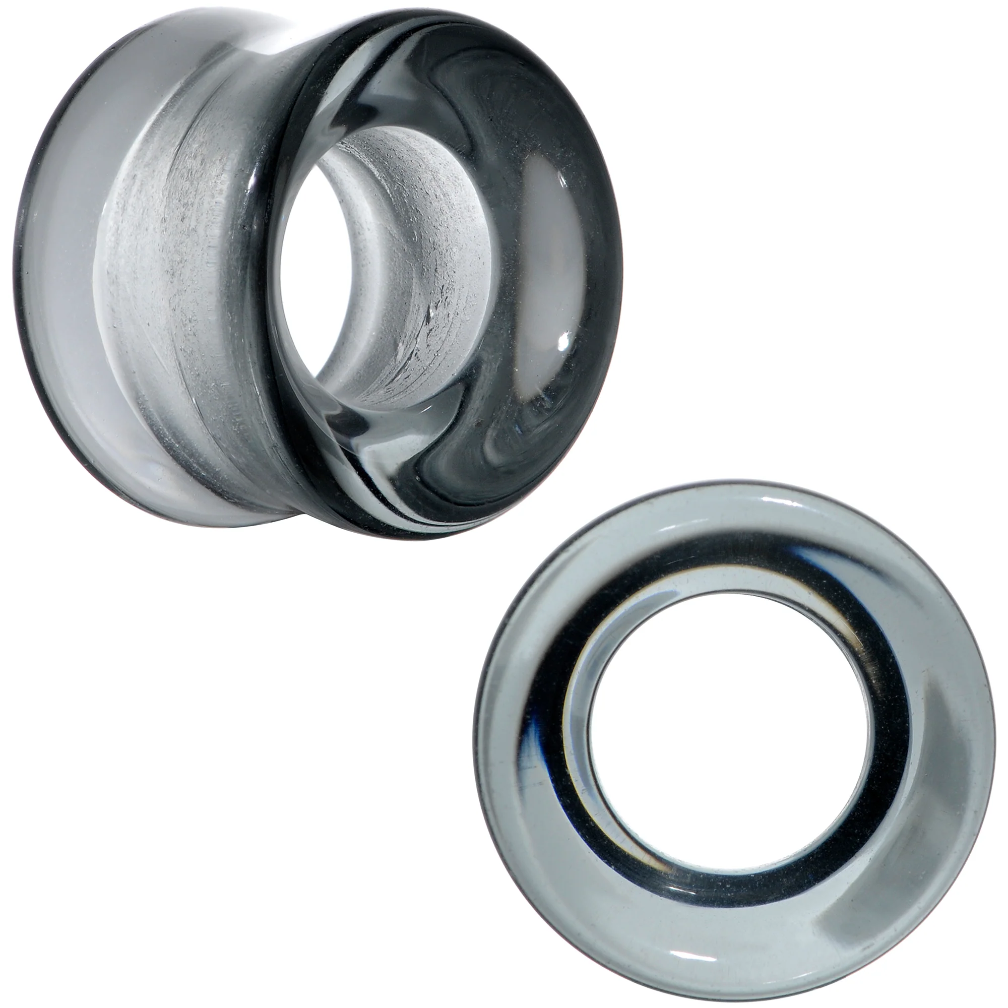Translucent Black Glass Tunnel Plug Set 2G to 1 Inch - Image 15