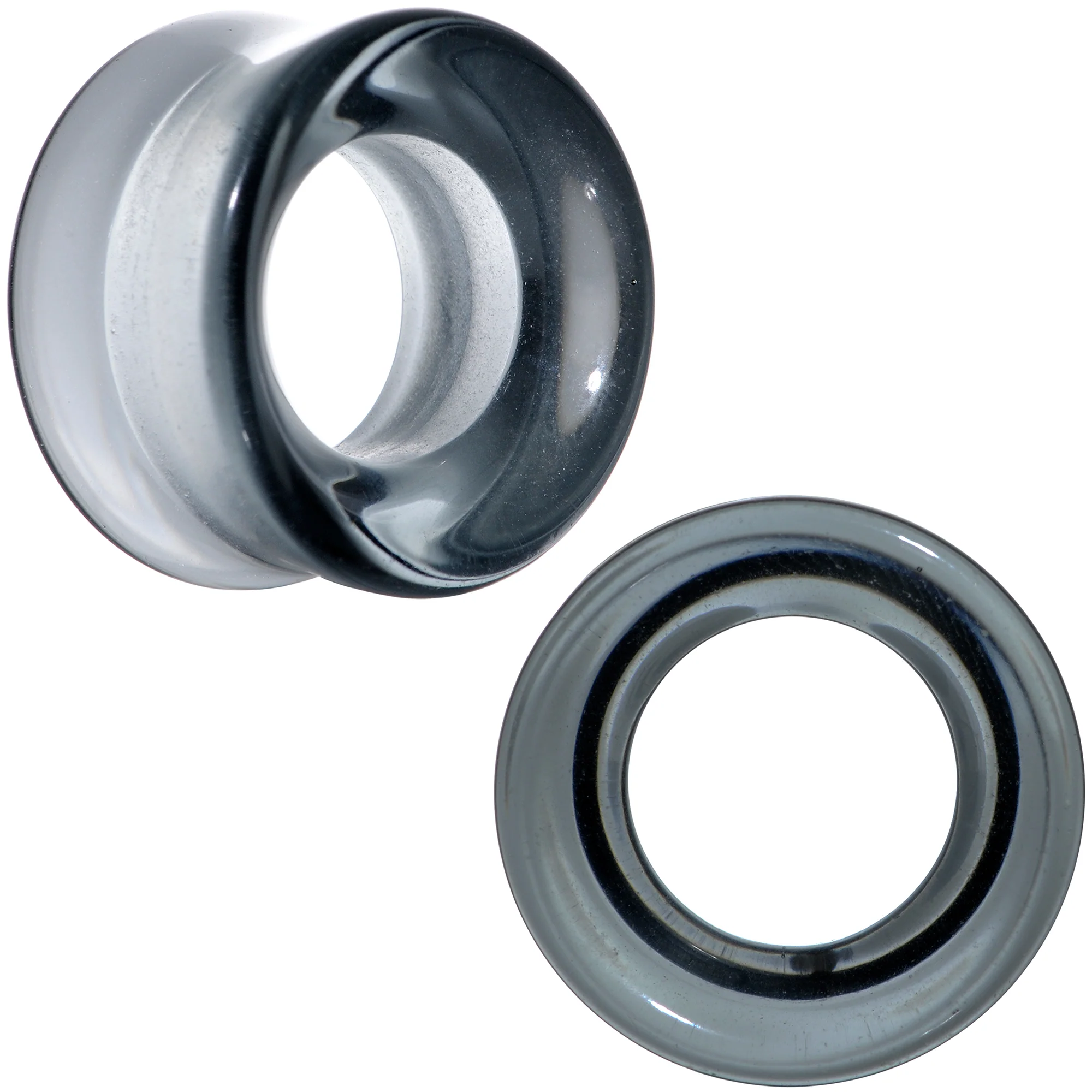 Translucent Black Glass Tunnel Plug Set 2G to 1 Inch - Image 16