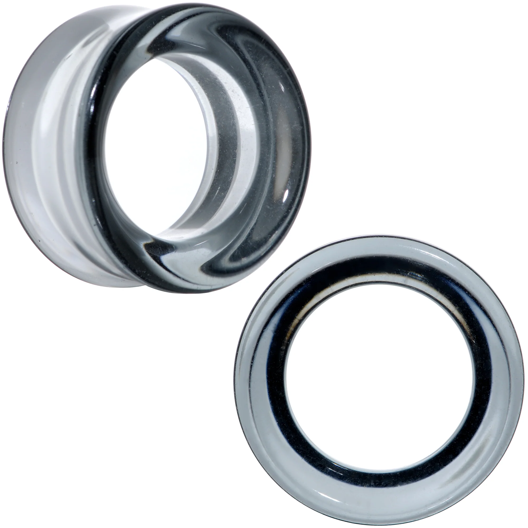 Translucent Black Glass Tunnel Plug Set 2G to 1 Inch - Image 17