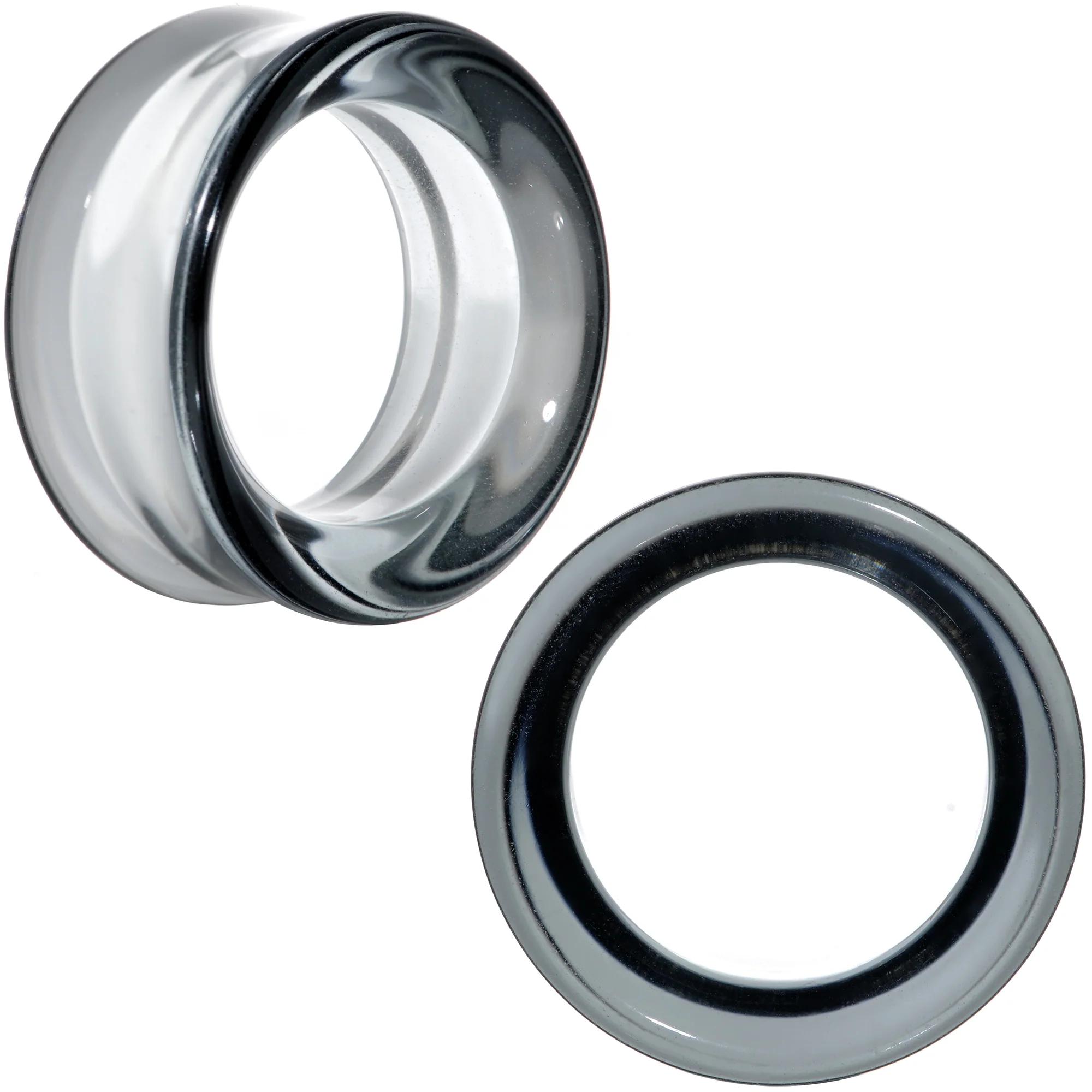 Translucent Black Glass Tunnel Plug Set 2G to 1 Inch - Image 18