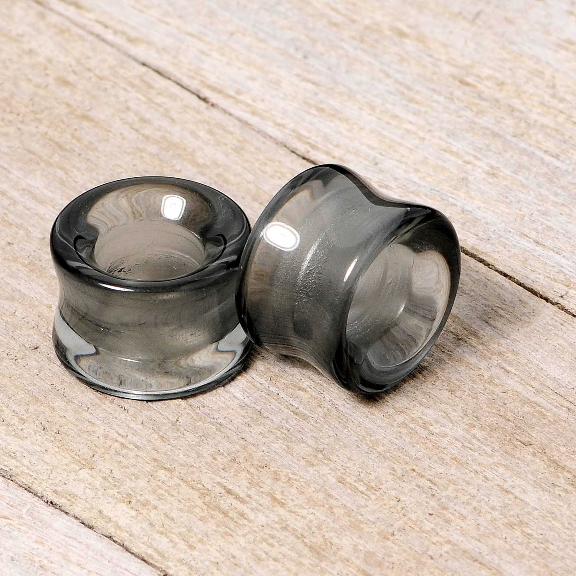 Translucent Black Glass Tunnel Plug Set 2G to 1 Inch - Image 3