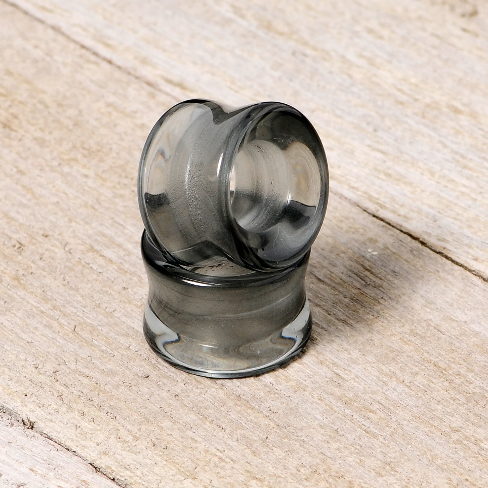 Translucent Black Glass Tunnel Plug Set 2G to 1 Inch - Image 4