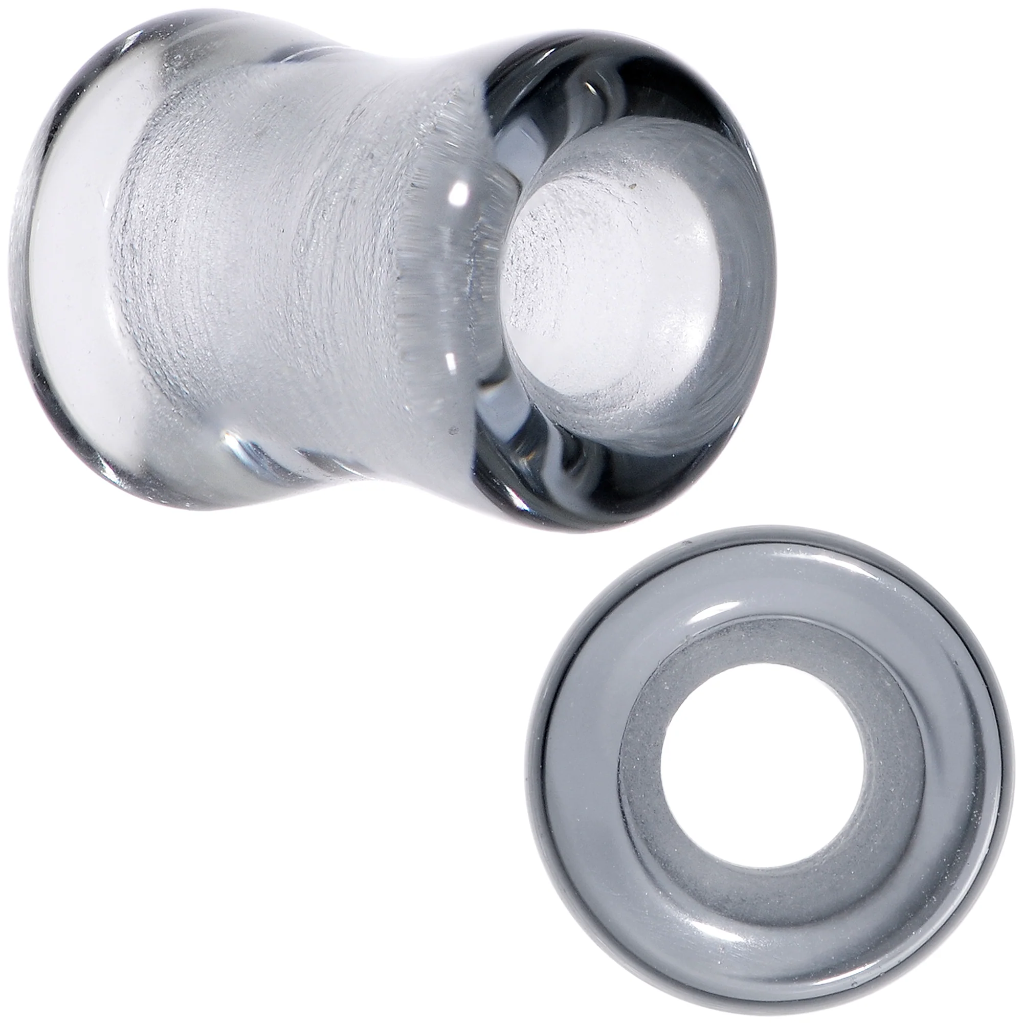 Translucent Black Glass Tunnel Plug Set 2G to 1 Inch - Image 9