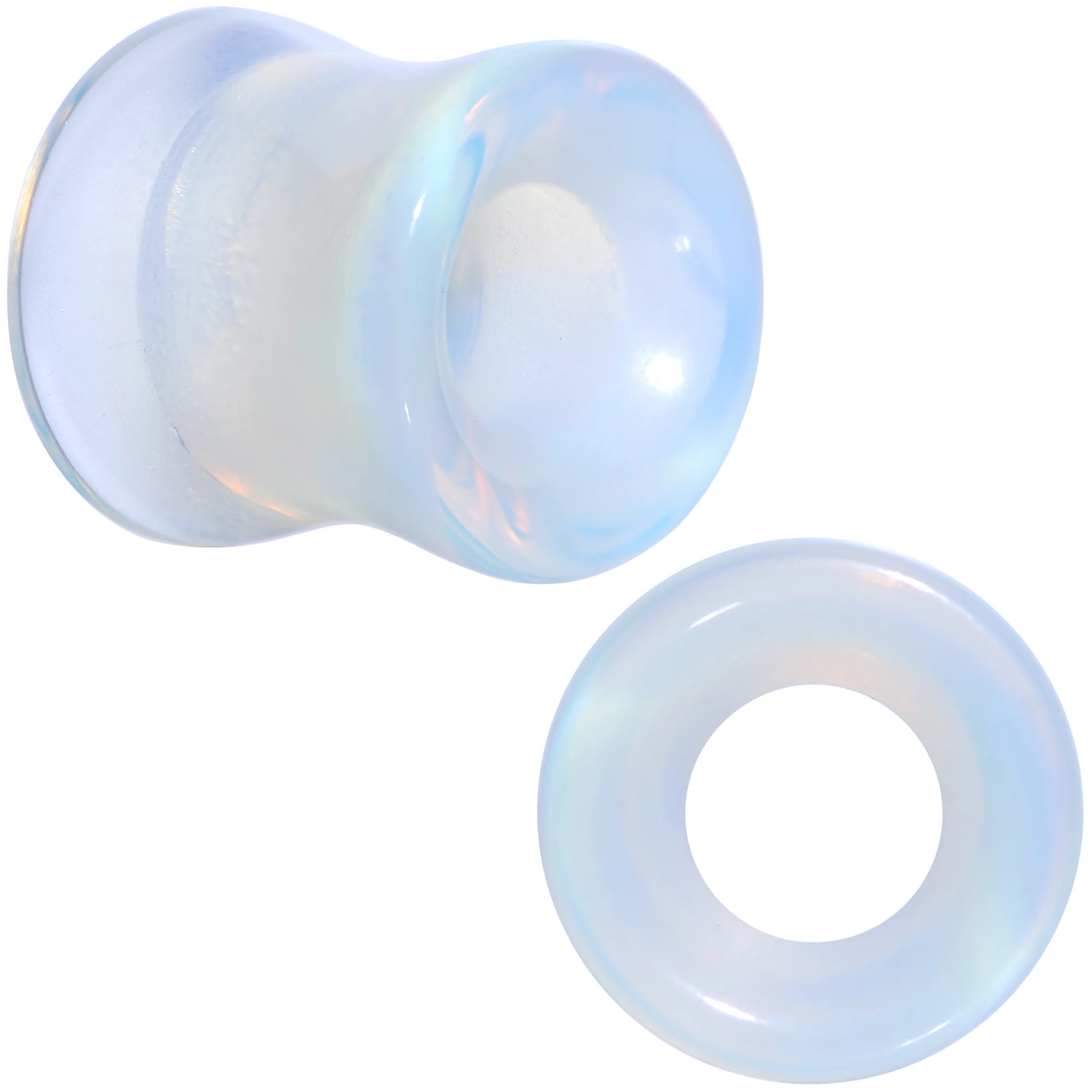 Translucent White Glass Tunnel Plug Set 2G to 1 Inch - Image 10