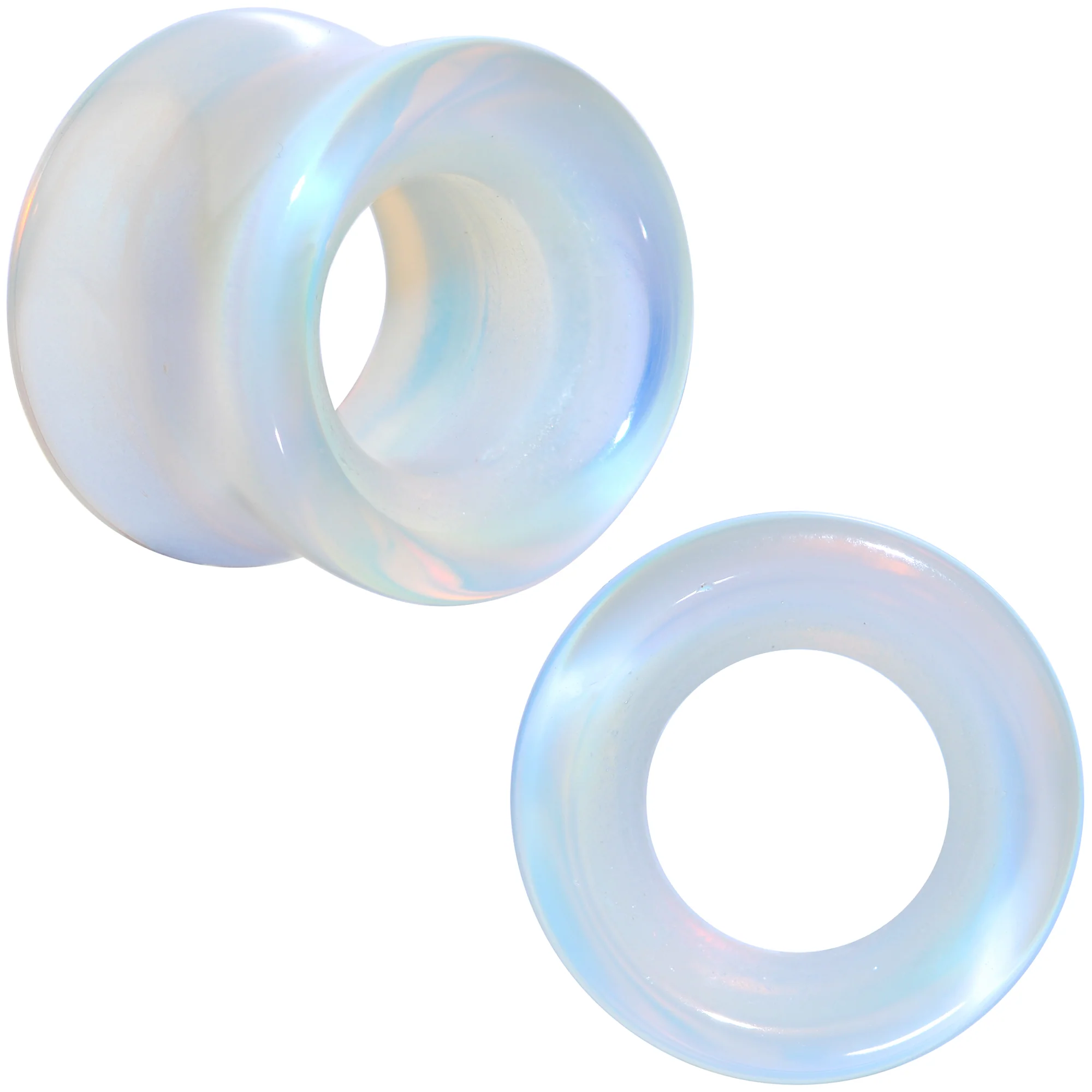 Translucent White Glass Tunnel Plug Set 2G to 1 Inch - Image 14