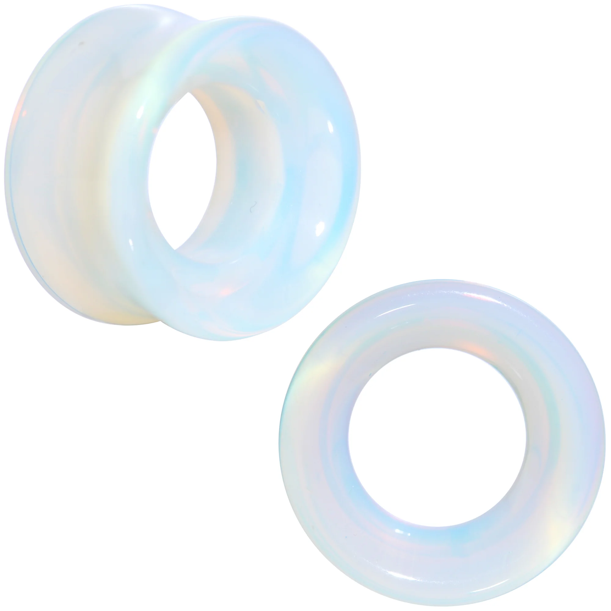 Translucent White Glass Tunnel Plug Set 2G to 1 Inch - Image 16