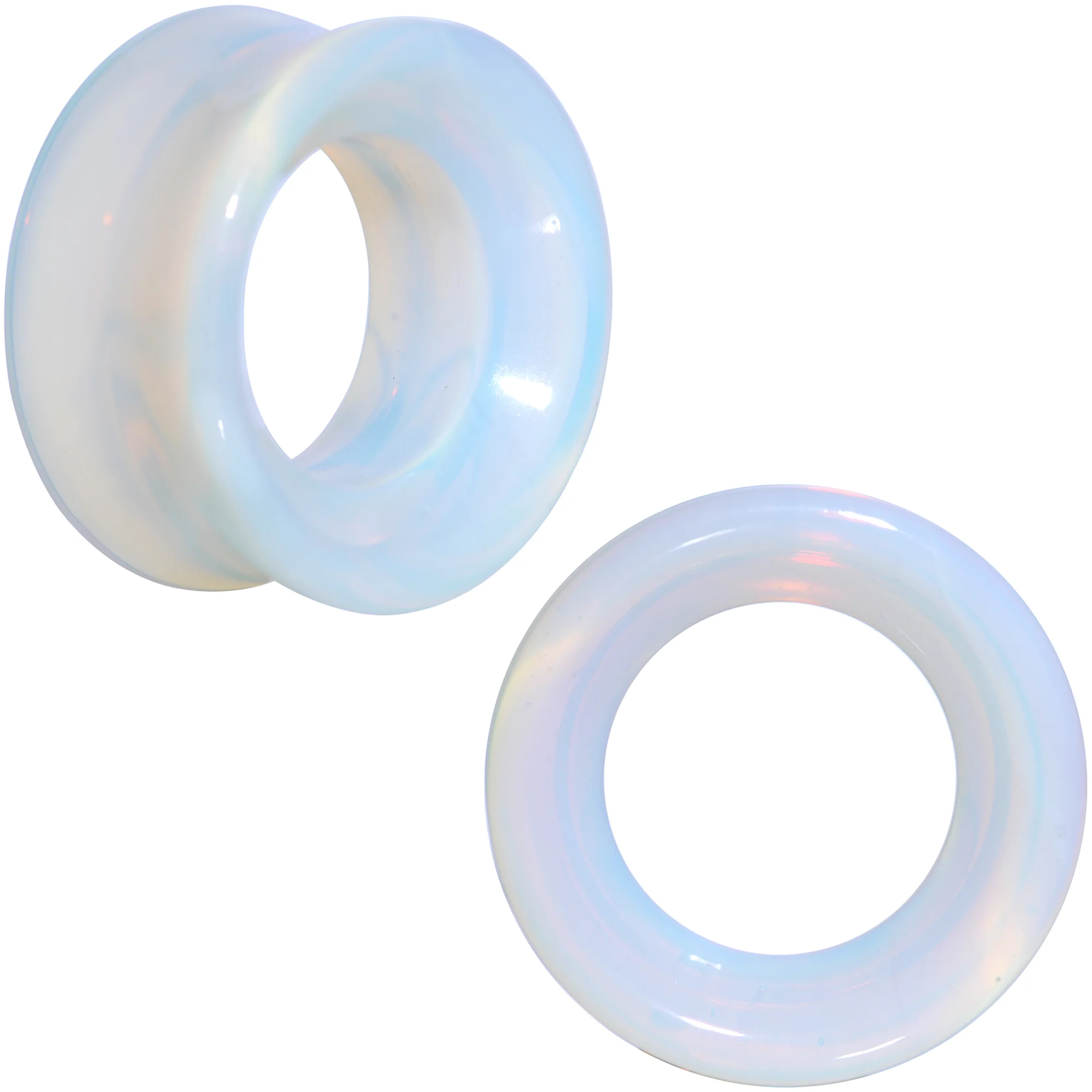 Translucent White Glass Tunnel Plug Set 2G to 1 Inch - Image 17