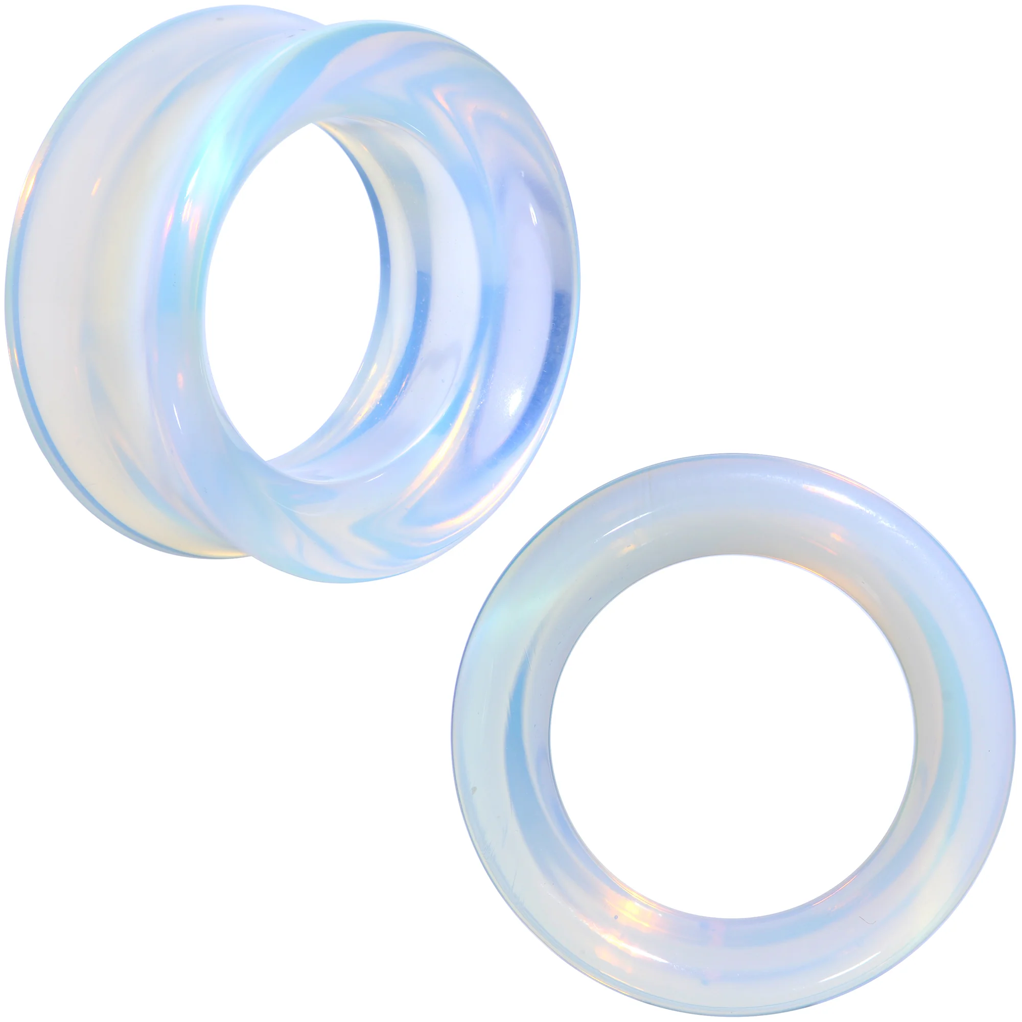 Translucent White Glass Tunnel Plug Set 2G to 1 Inch - Image 18