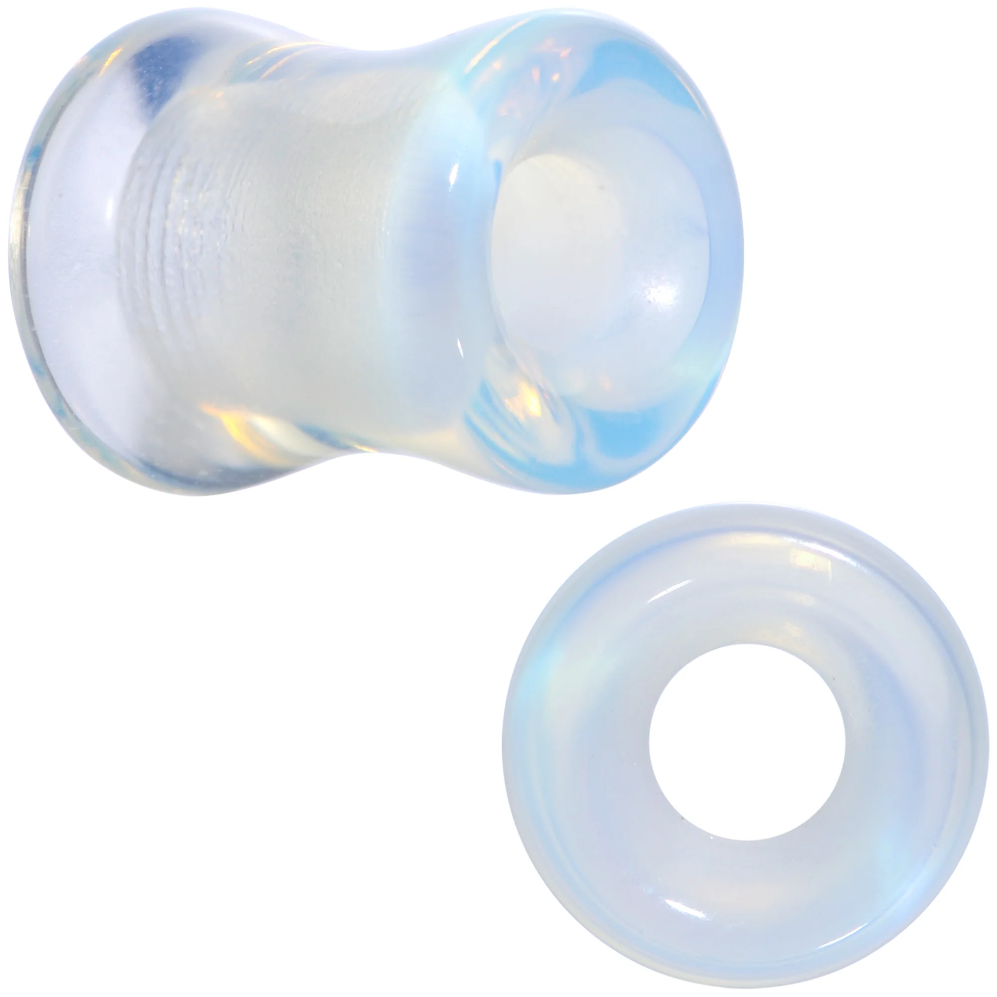 Translucent White Glass Tunnel Plug Set 2G to 1 Inch - Image 9