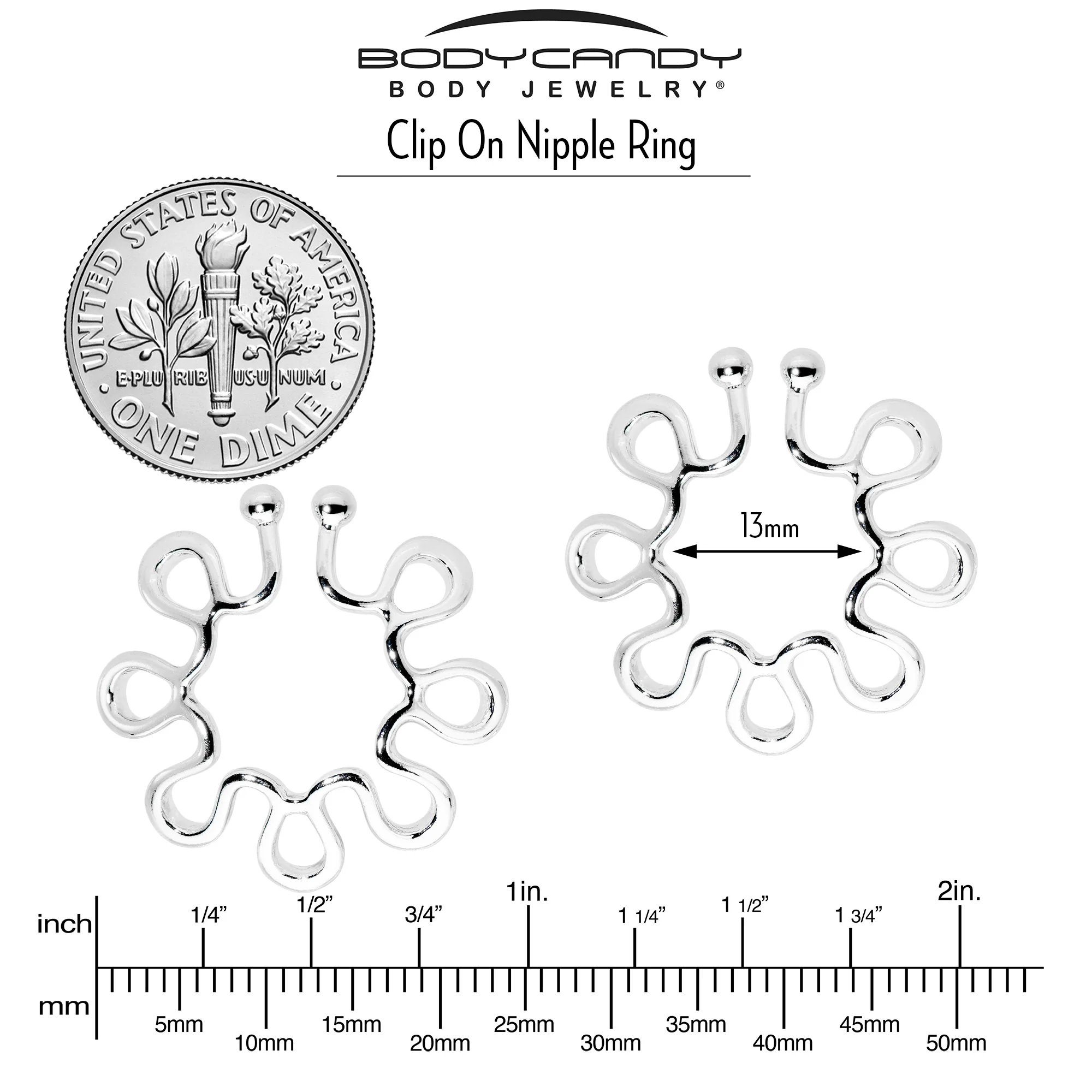 Trippy Flower Clip On Fake Nipple Ring Set - Image 5