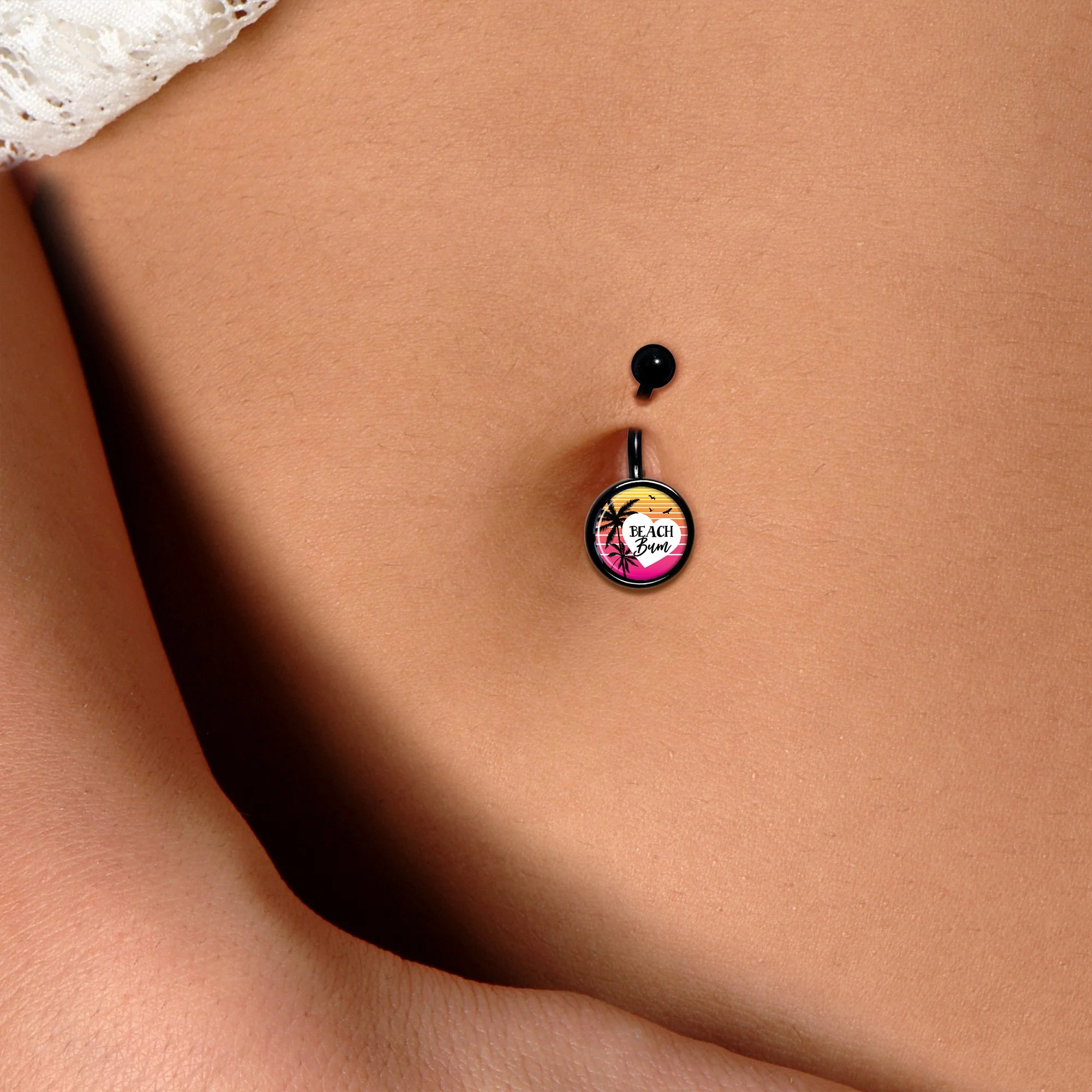 Tropical Paradise Beach Bum Black Belly Ring - Image 3
