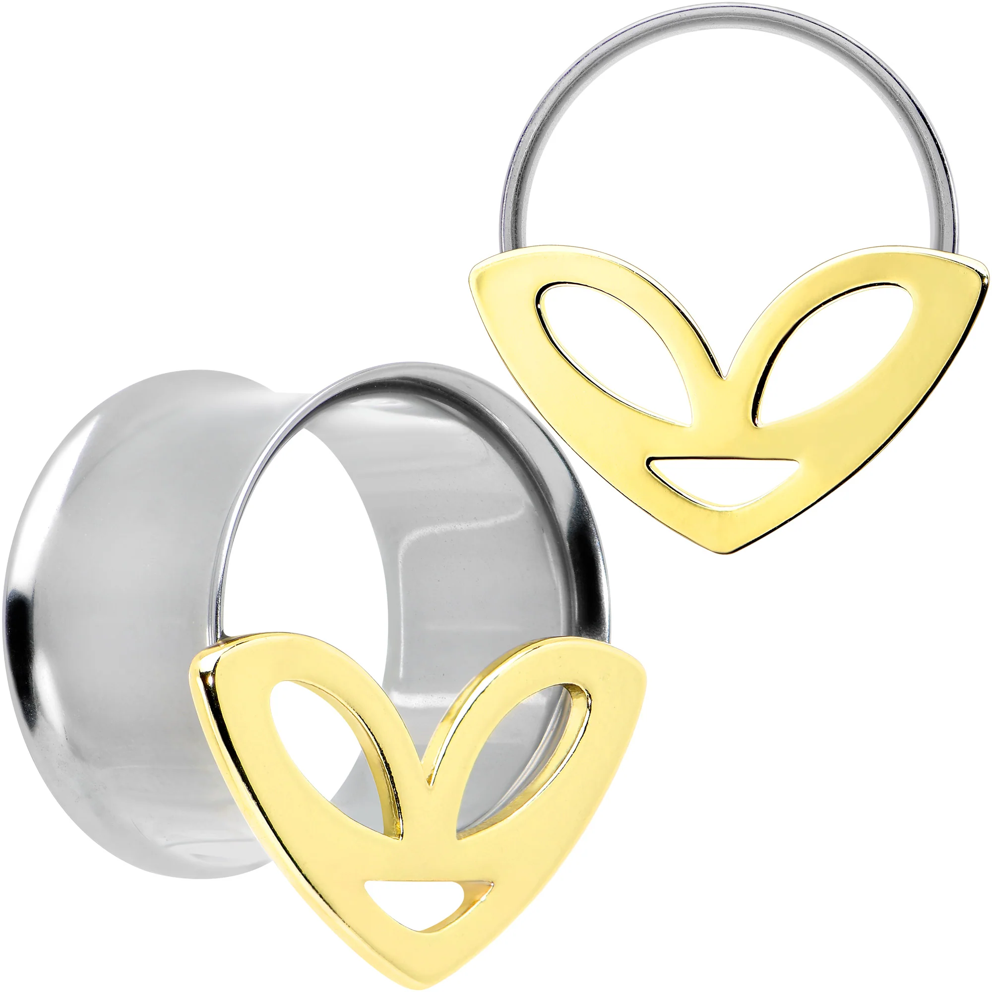 Two Tone Alien Face Double Flare Tunnel Plug Set - Image 11