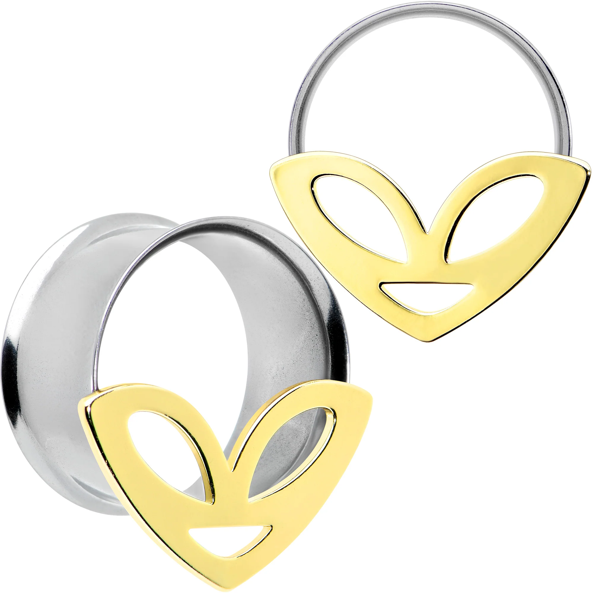 Two Tone Alien Face Double Flare Tunnel Plug Set - Image 12