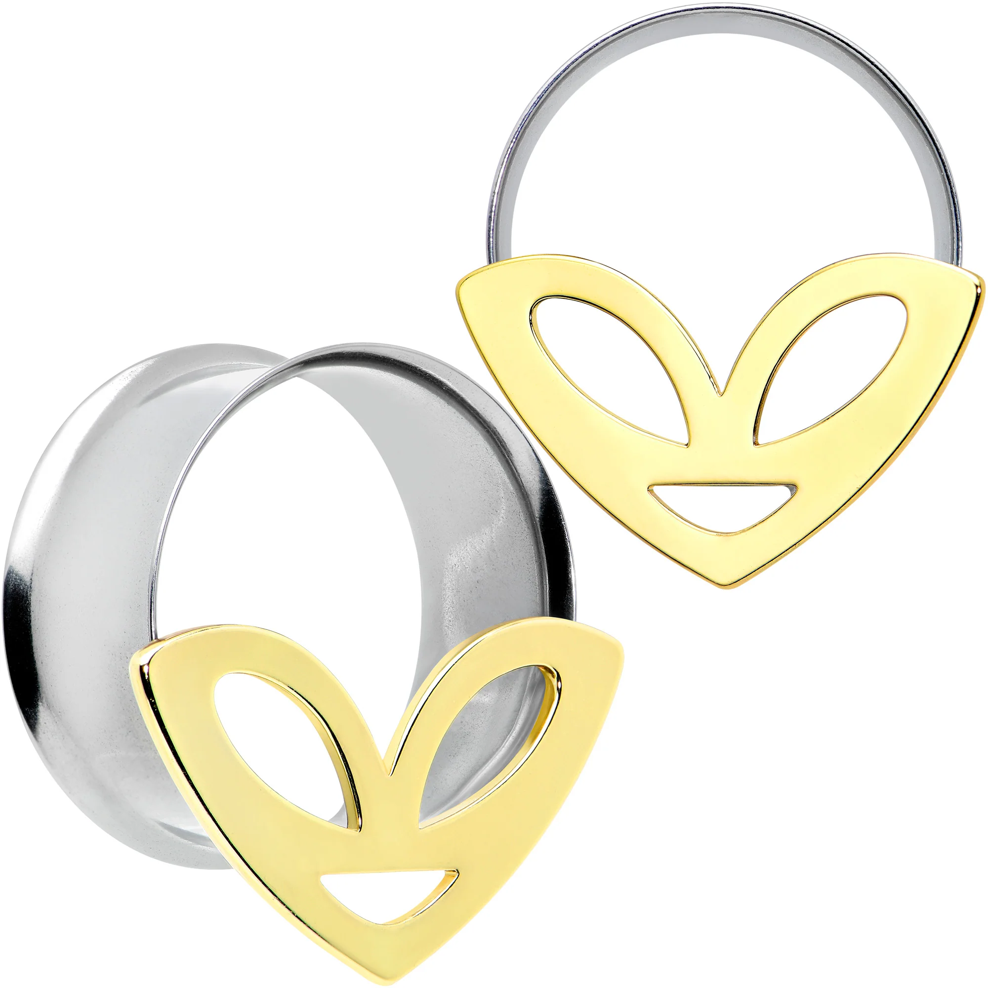 Two Tone Alien Face Double Flare Tunnel Plug Set - Image 13