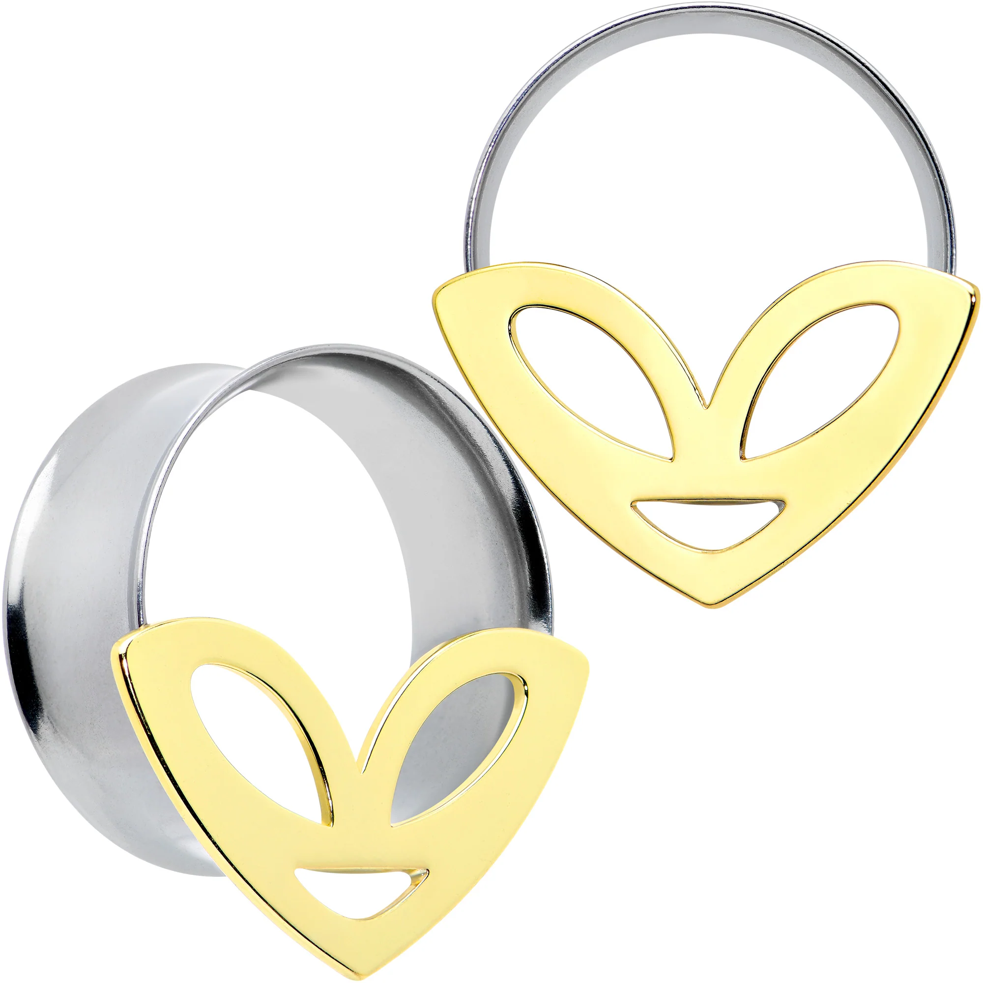 Two Tone Alien Face Double Flare Tunnel Plug Set - Image 14