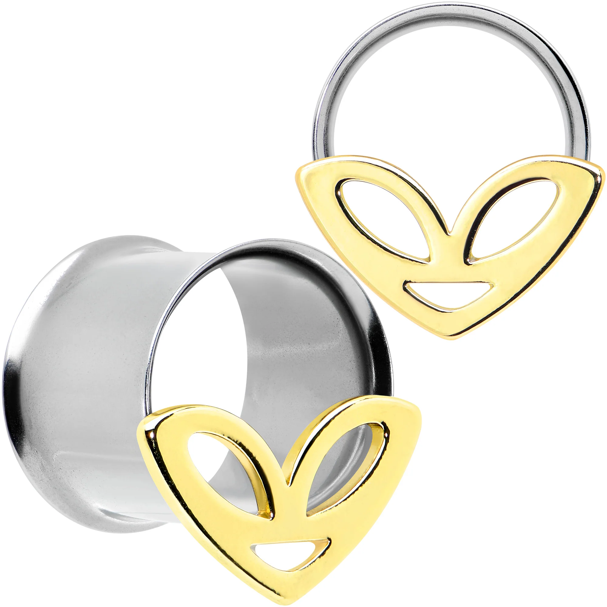 Two Tone Alien Face Double Flare Tunnel Plug Set - Image 9
