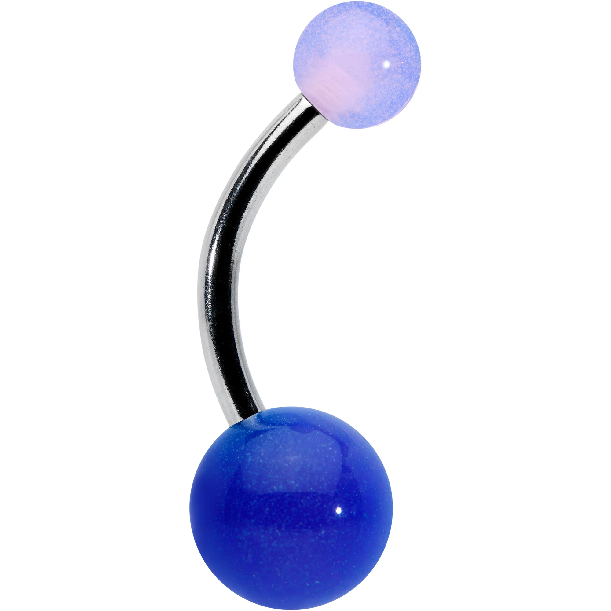 Two Tone Blue Pink Stripe Acrylic Ball Belly Ring - Image 3