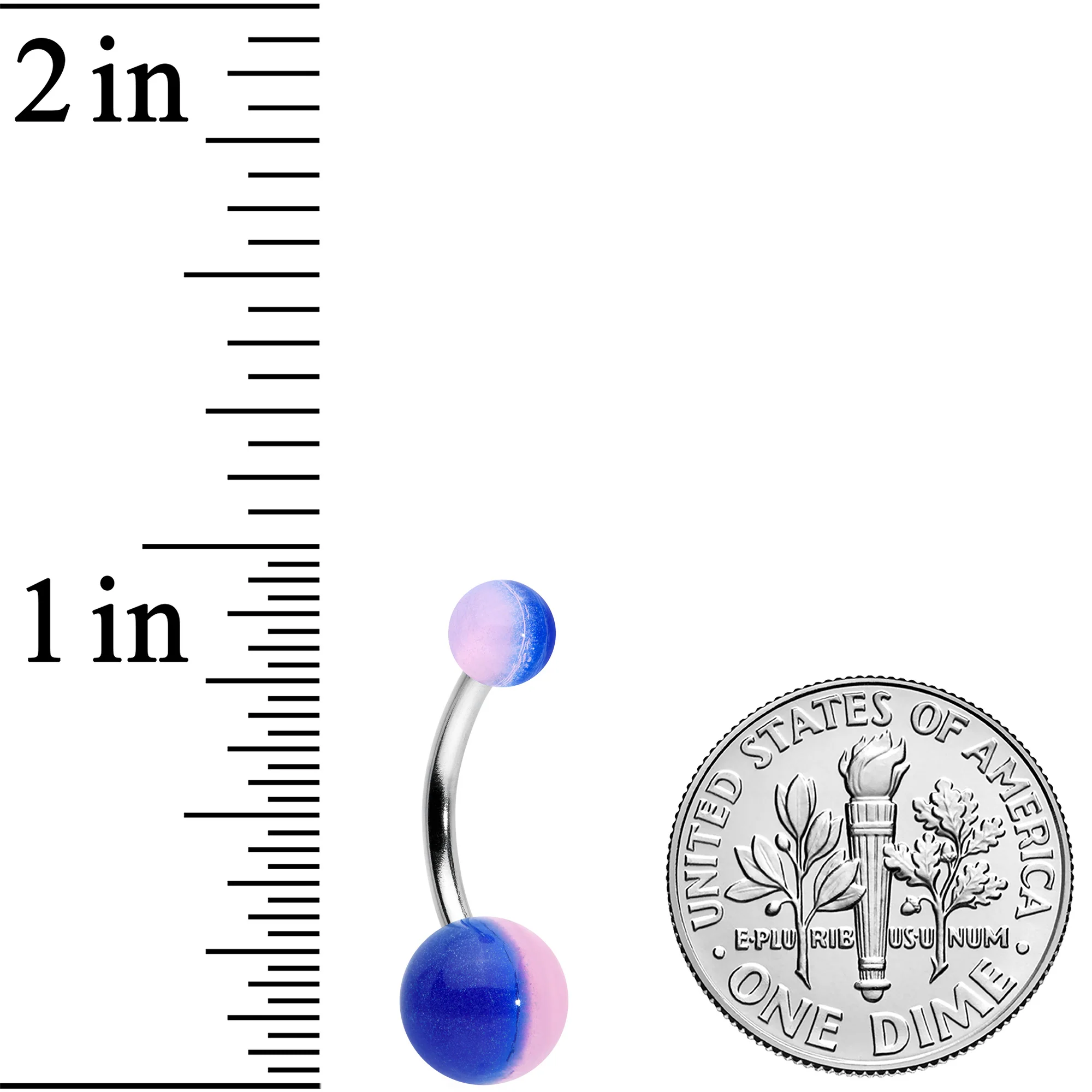 Two Tone Blue Pink Stripe Acrylic Ball Belly Ring - Image 5