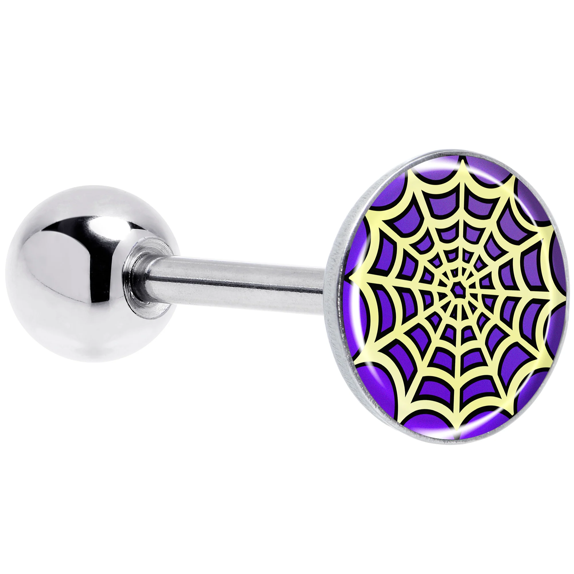 Two Tone Spider Web Barbell Tongue Ring by Onyx O
