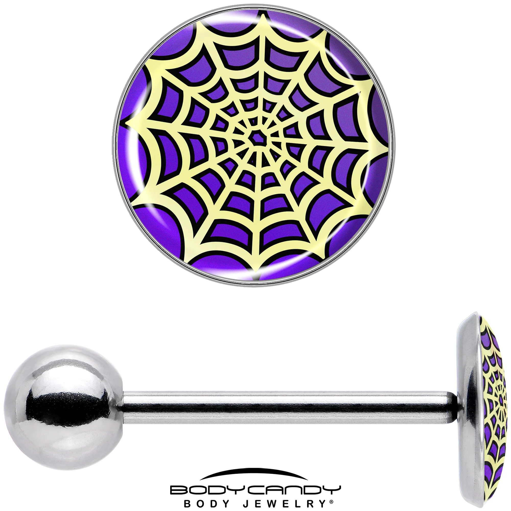 Two Tone Spider Web Barbell Tongue Ring by Onyx O - Image 7