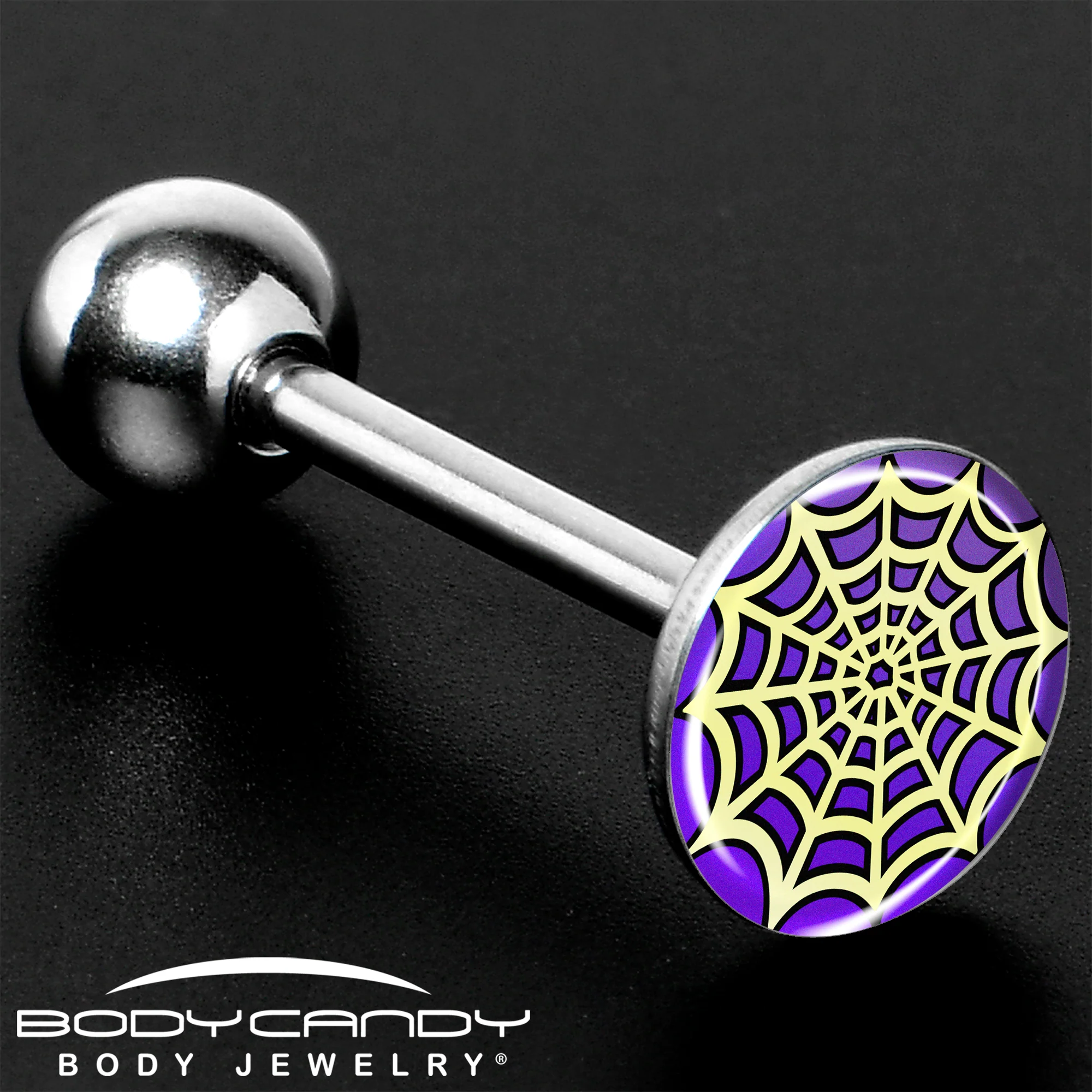 Two Tone Spider Web Barbell Tongue Ring by Onyx O - Image 8