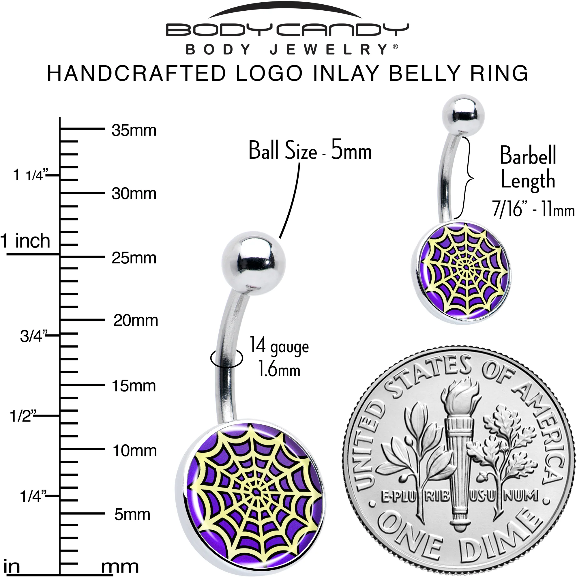 Two Tone Spider Web Belly Ring by Onyx O - Image 6