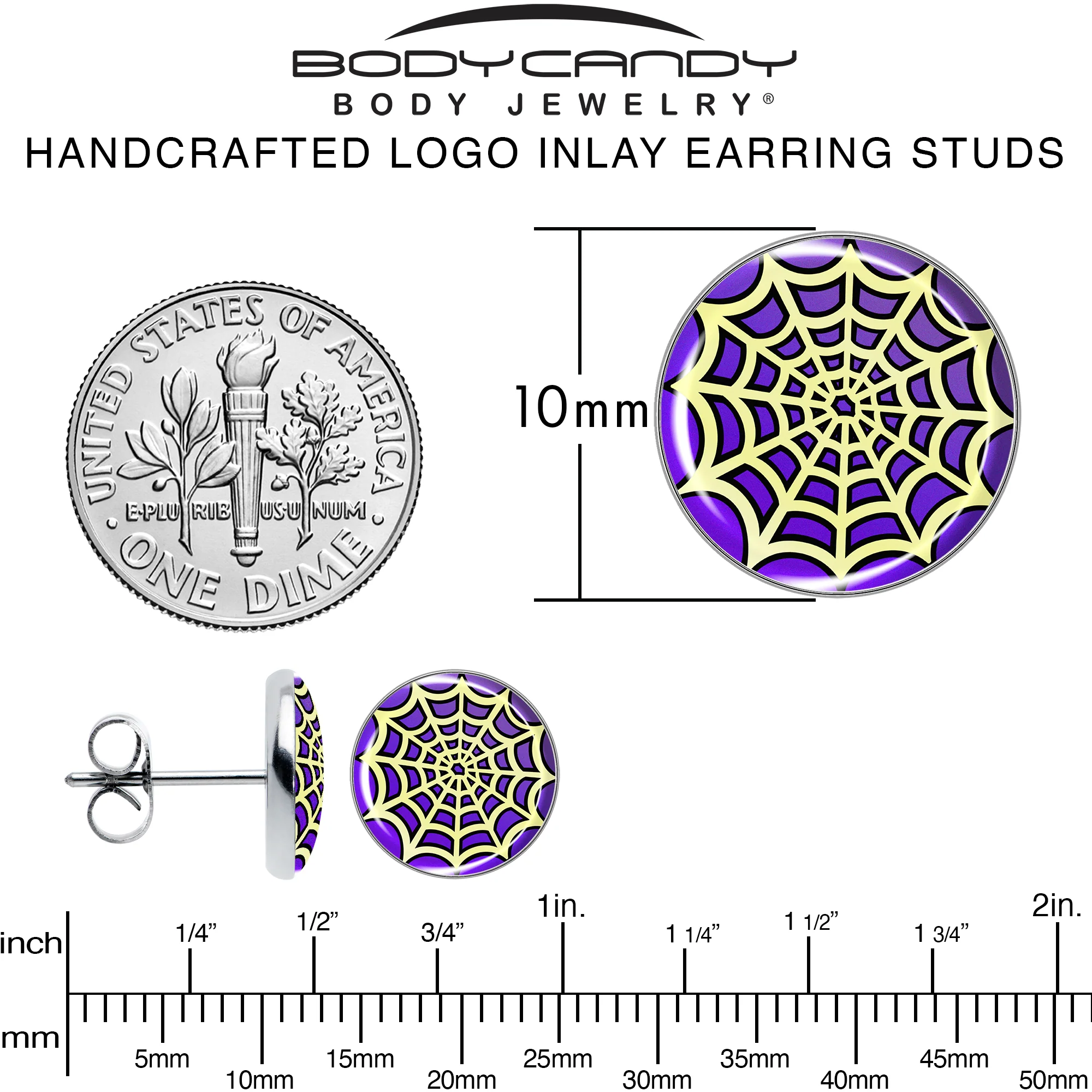 Two Tone Spider Web Stud Earrings by Onyx O - Image 6