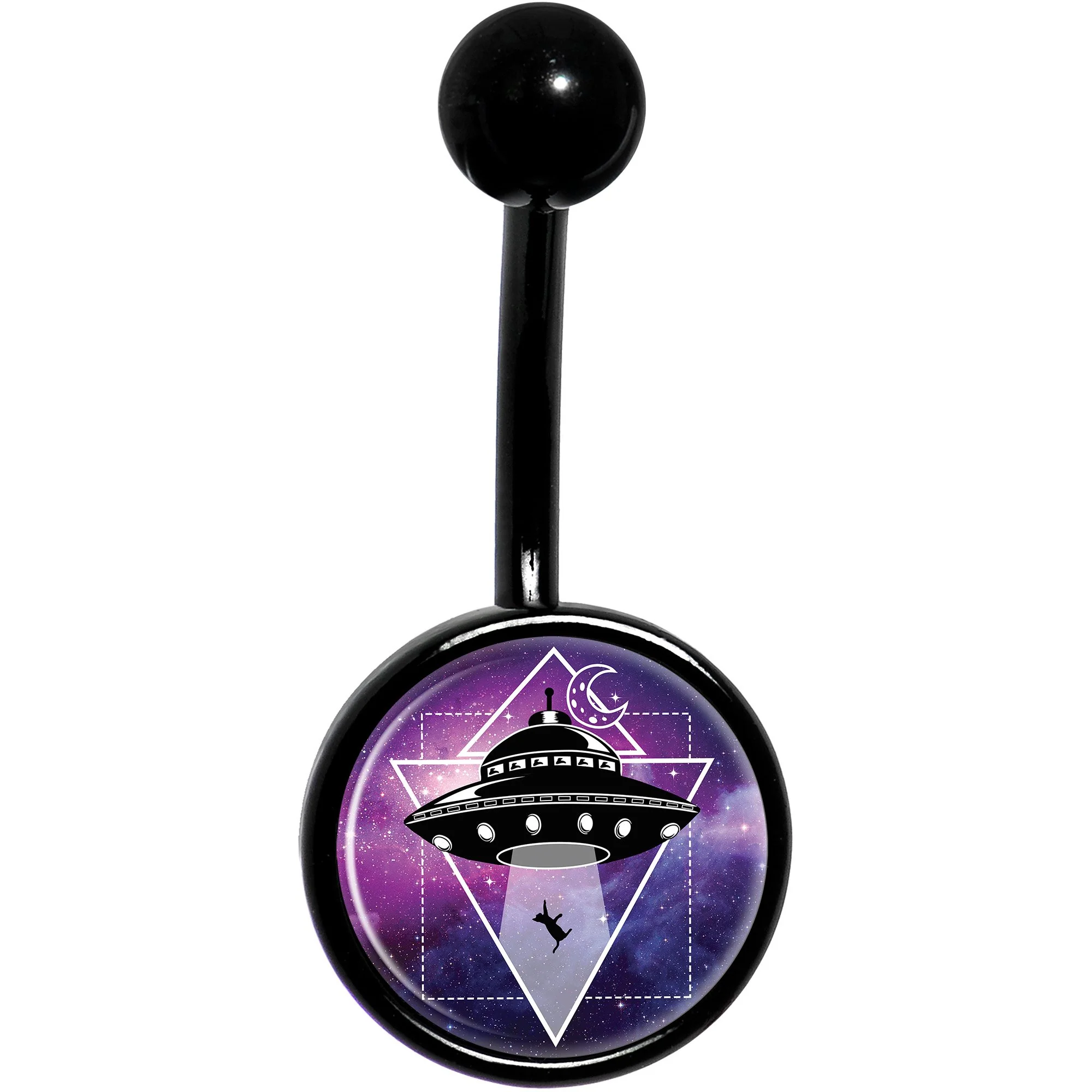 UFO Cat Abduction Black Belly Ring - Image 2