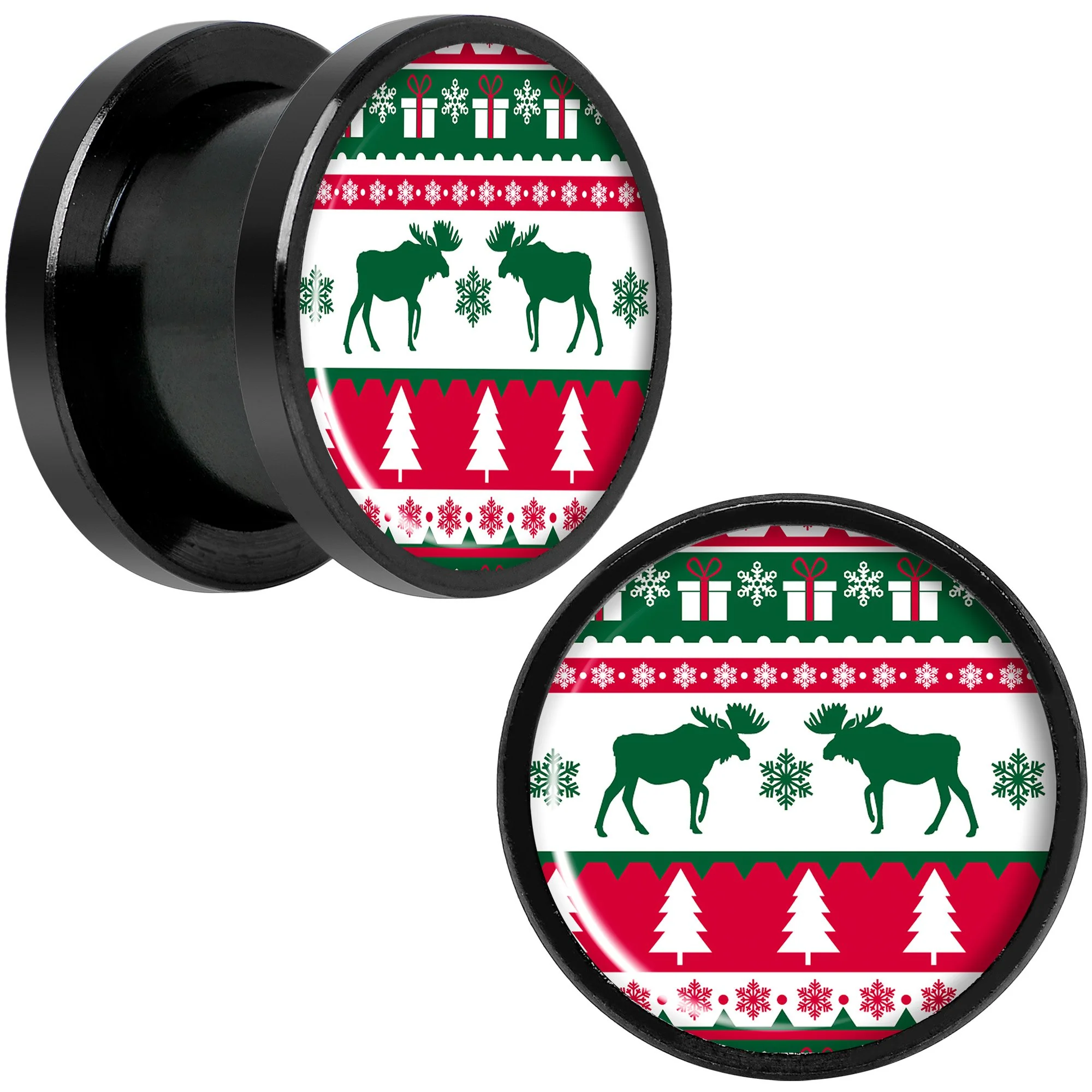 Ugly Christmas Sweater Black Screw Fit Plug Set Sizes 6mm to 20mm - Image 2