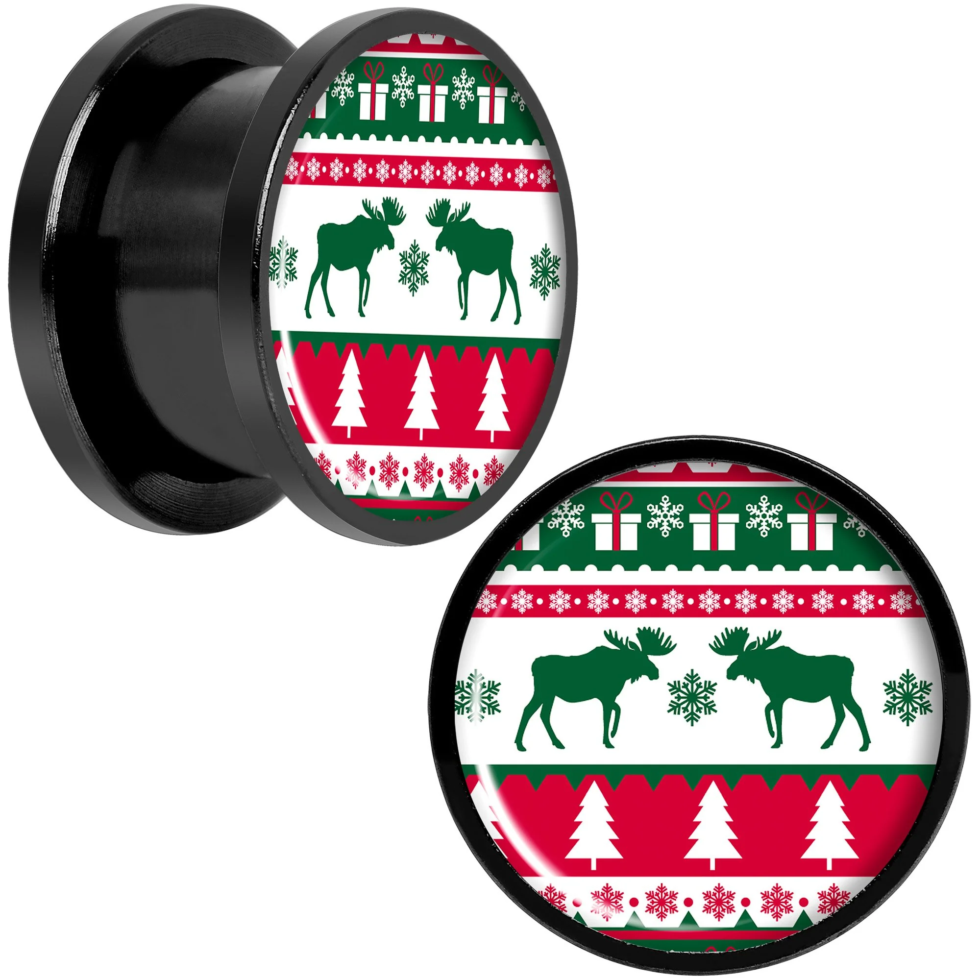Ugly Christmas Sweater Black Screw Fit Plug Set Sizes 6mm to 20mm - Image 3