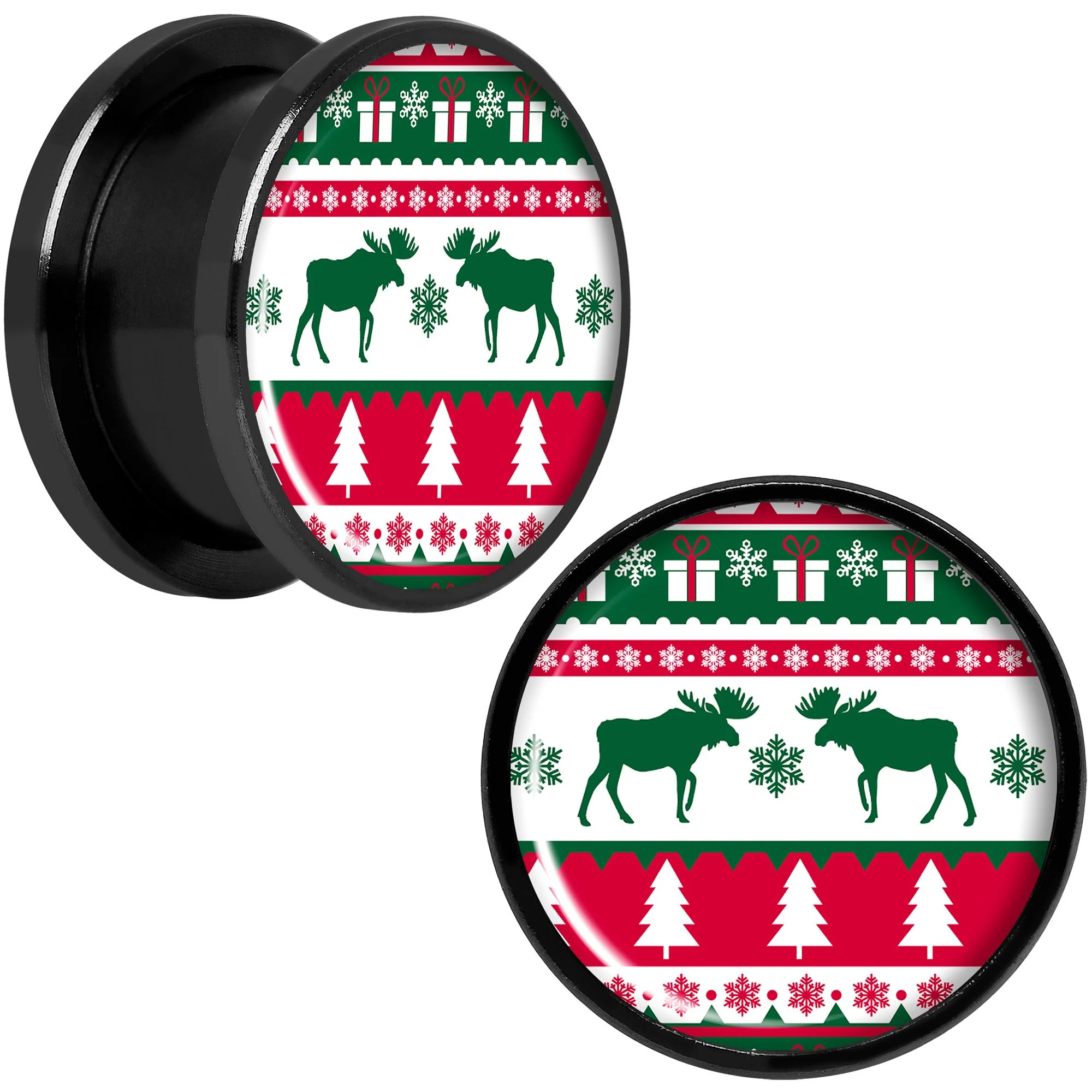 Ugly Christmas Sweater Black Screw Fit Plug Set Sizes 6mm to 20mm - Image 4