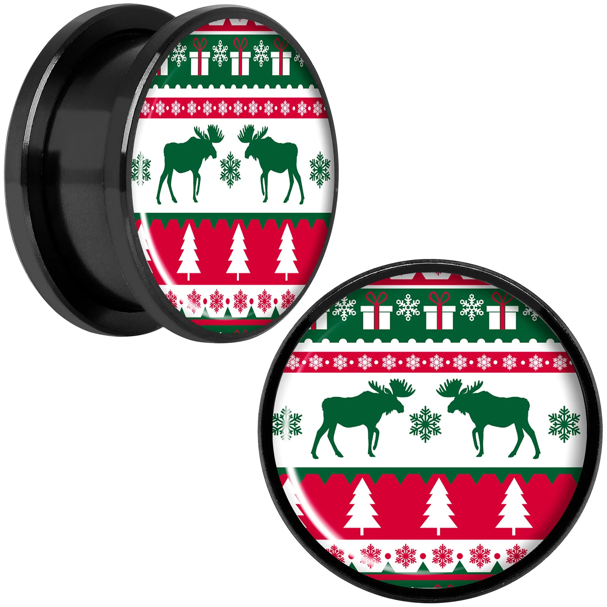Ugly Christmas Sweater Black Screw Fit Plug Set Sizes 6mm to 20mm - Image 5