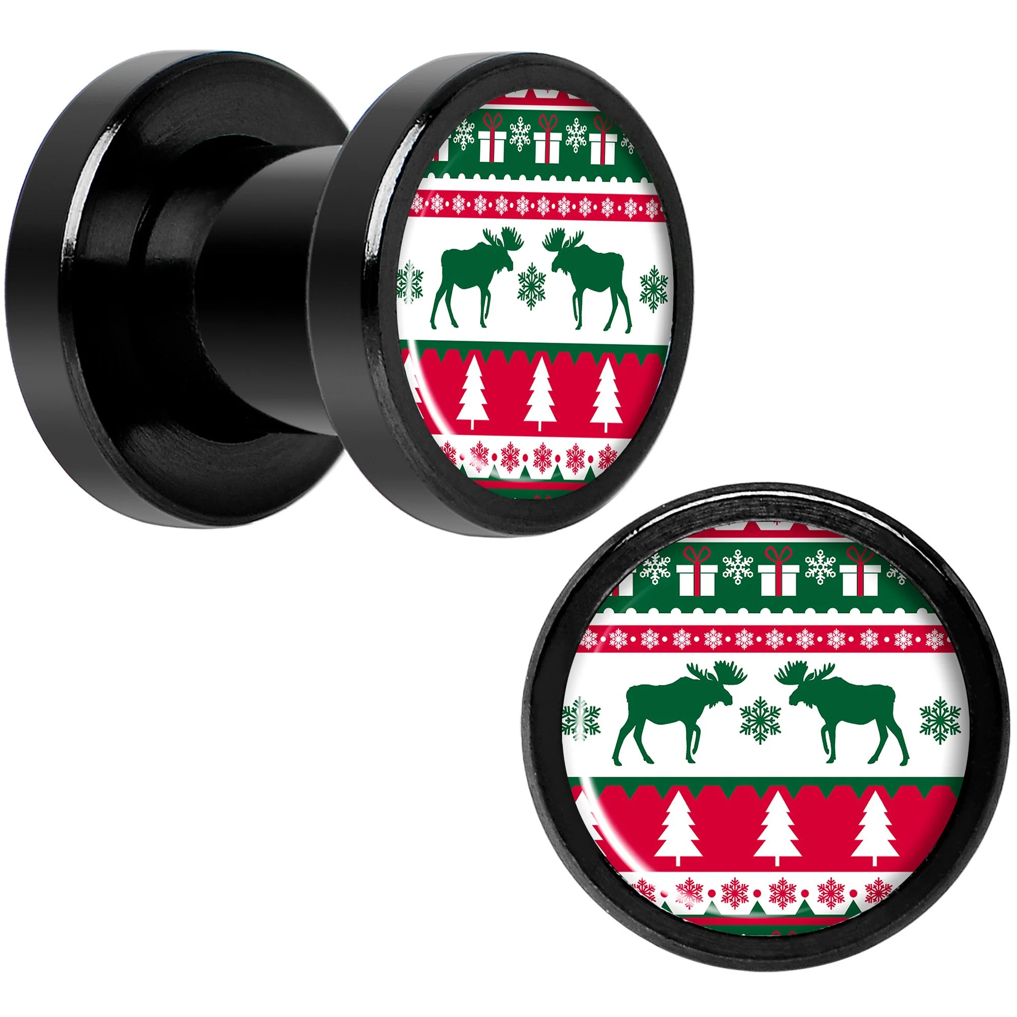 Ugly Christmas Sweater Black Screw Fit Plug Set Sizes 6mm to 20mm - Image 7