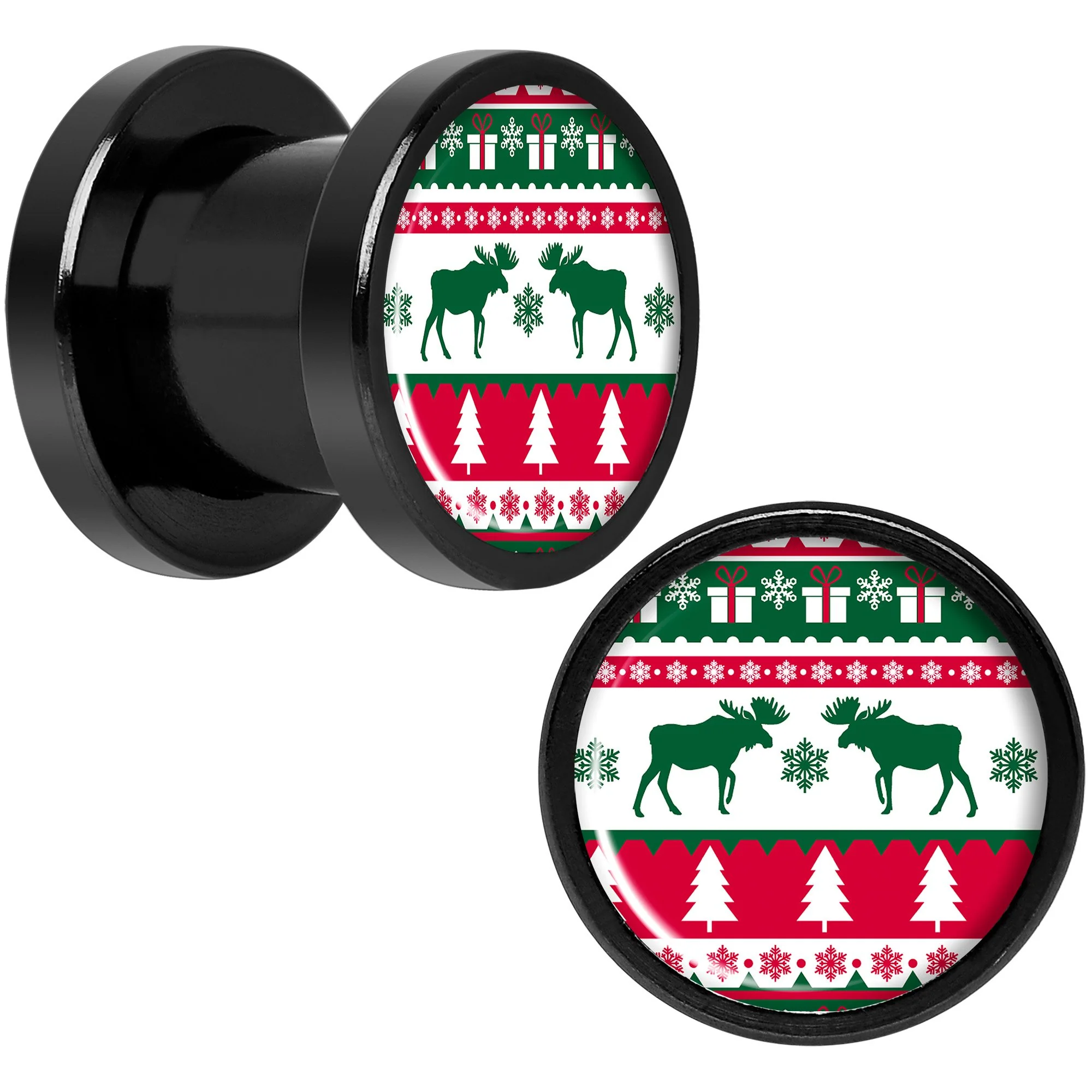 Ugly Christmas Sweater Black Screw Fit Plug Set Sizes 6mm to 20mm - Image 8