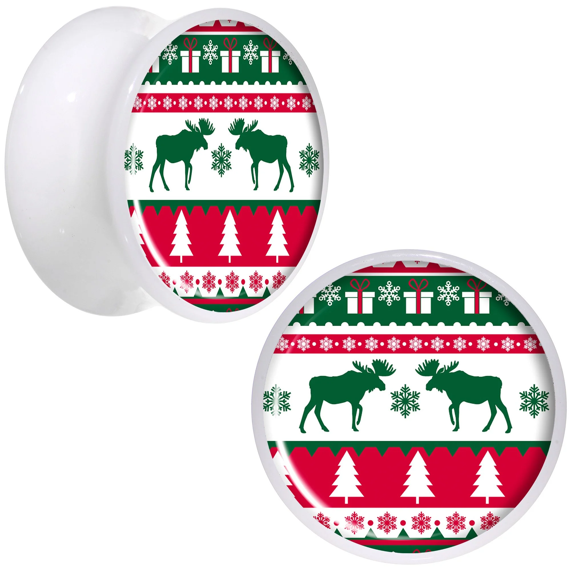 Ugly Christmas Sweater White Acrylic Saddle Plug Set Sizes 5mm to 20mm - Image 8
