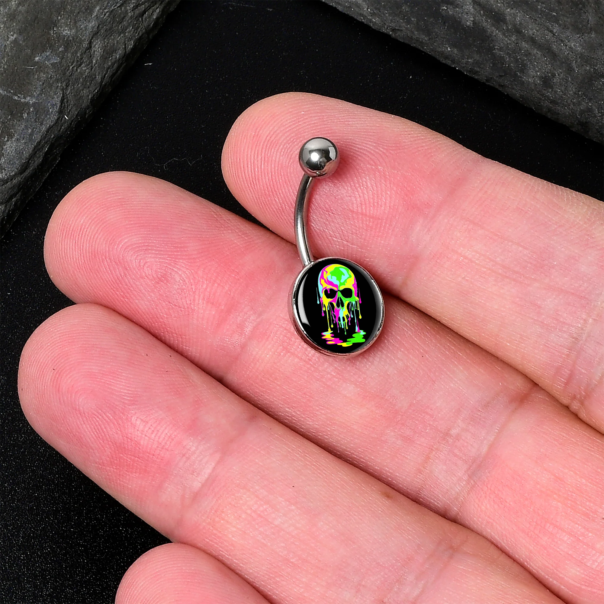 Ultra Bright Melting Skull Belly Ring by Onyx O - Image 2