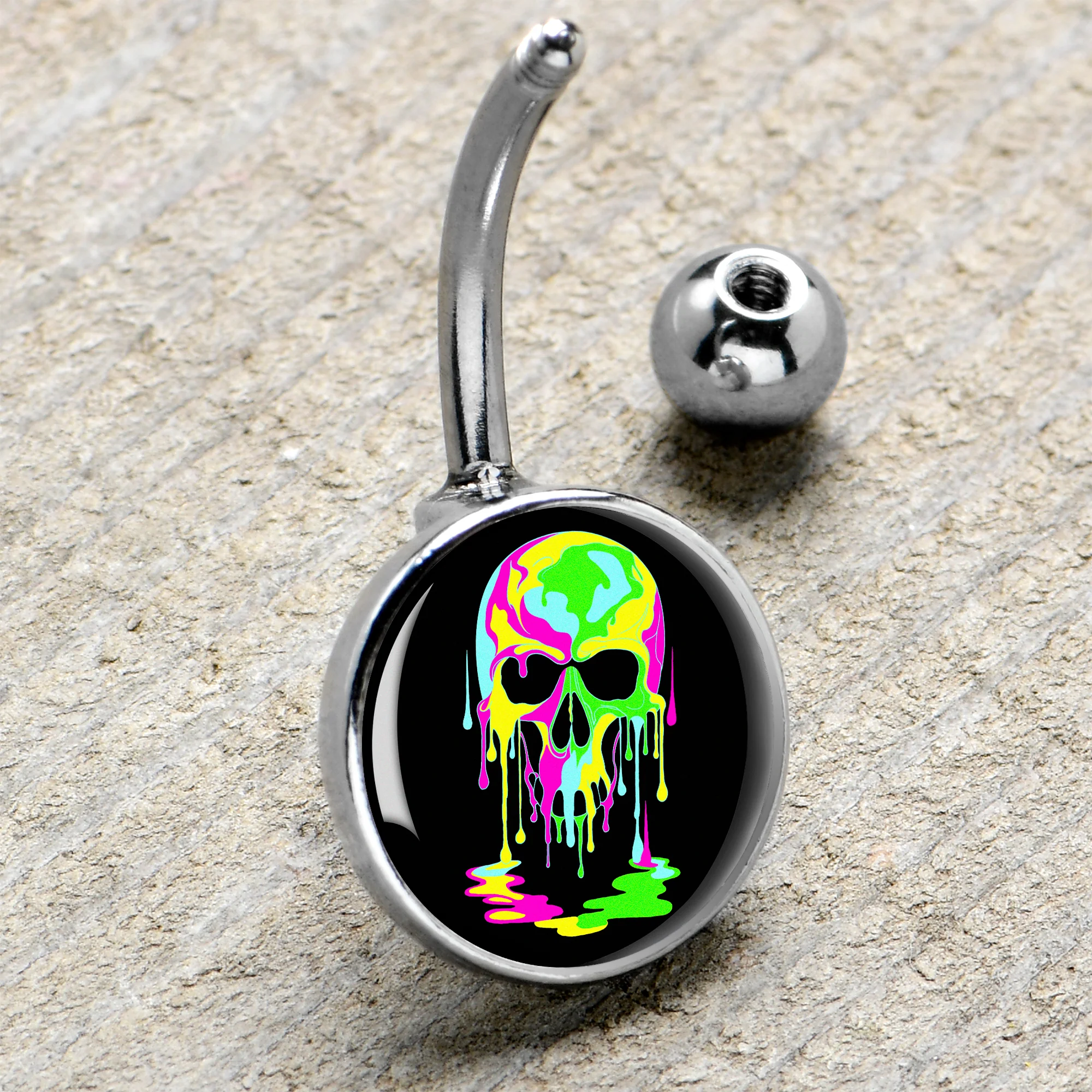 Ultra Bright Melting Skull Belly Ring by Onyx O - Image 4