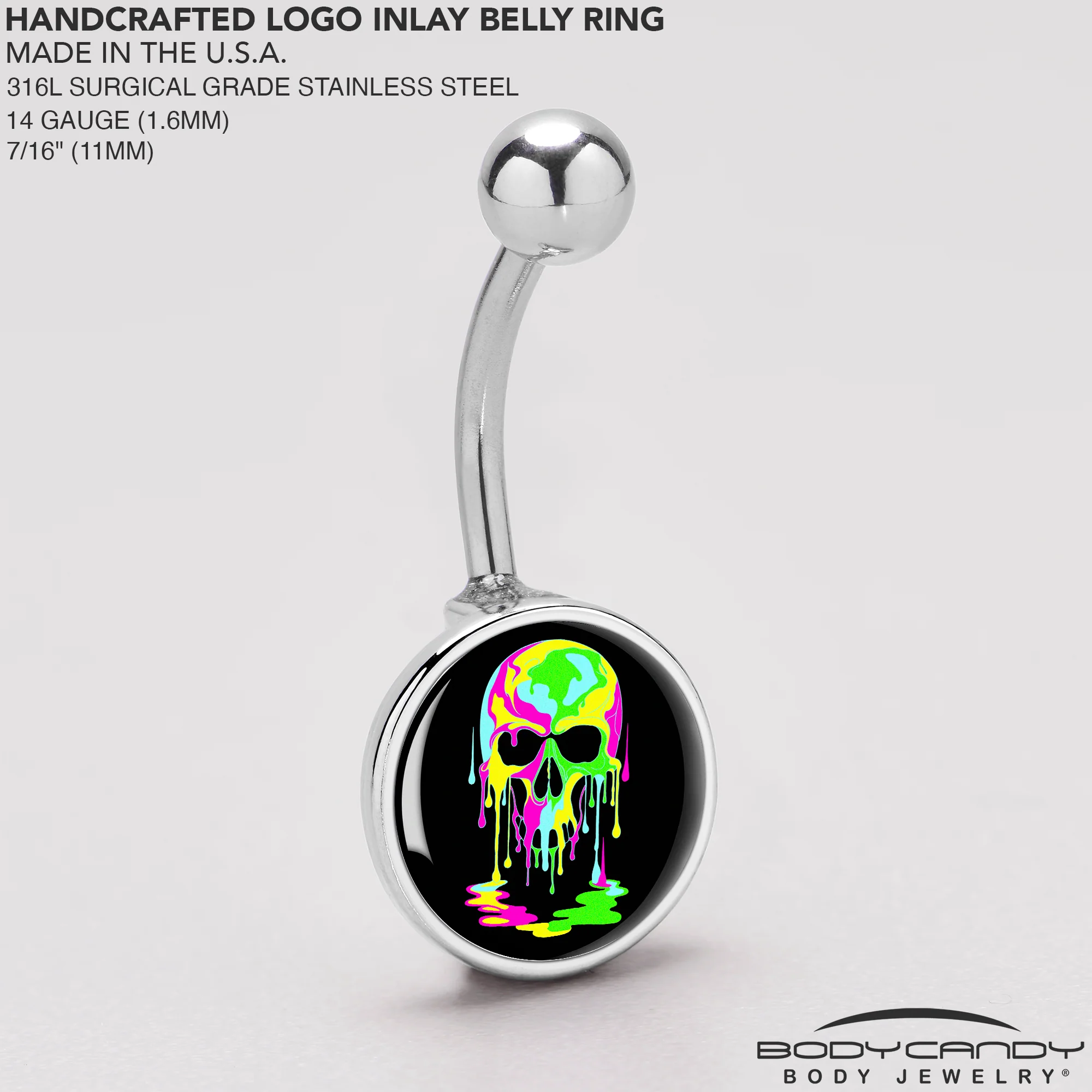 Ultra Bright Melting Skull Belly Ring by Onyx O - Image 5