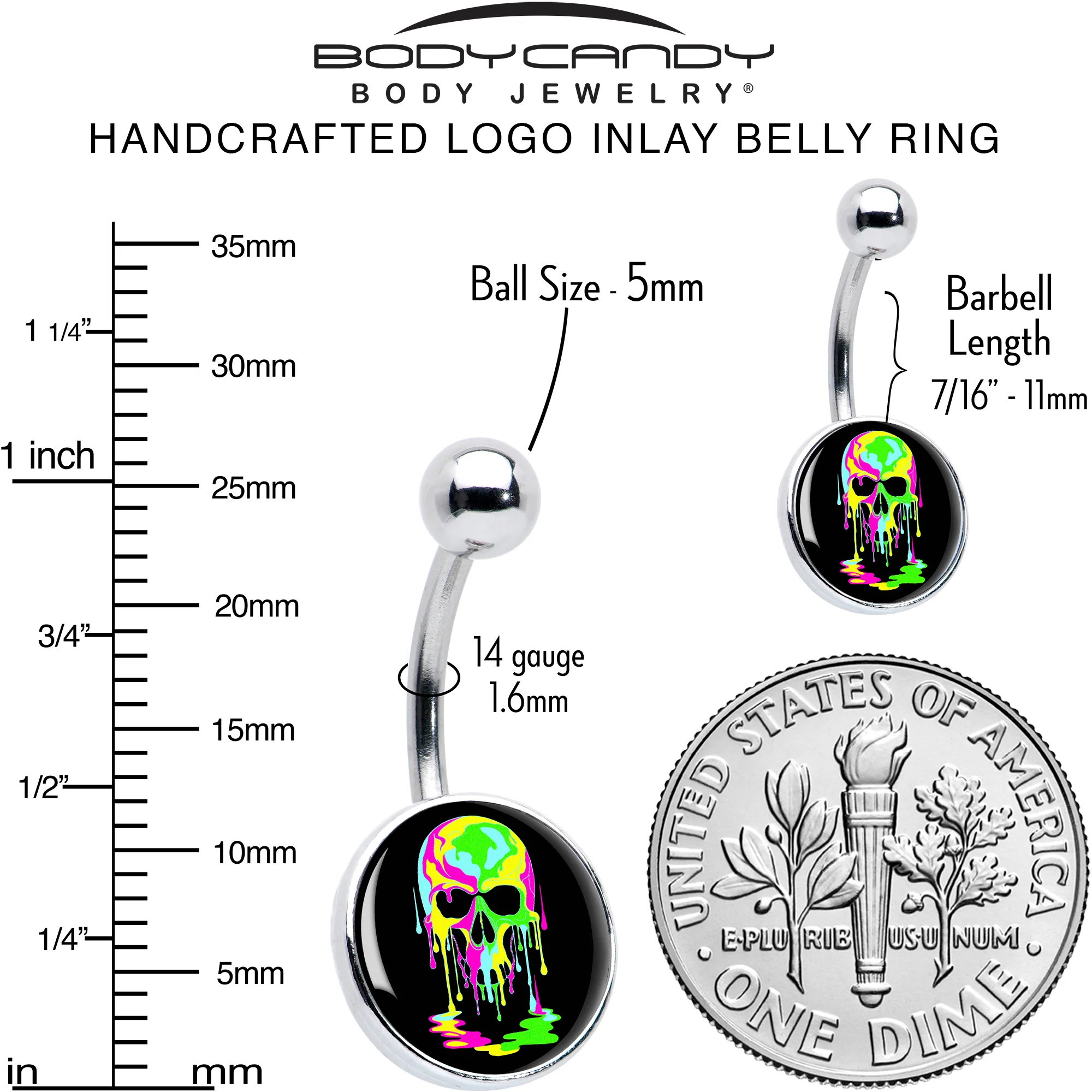 Ultra Bright Melting Skull Belly Ring by Onyx O - Image 6