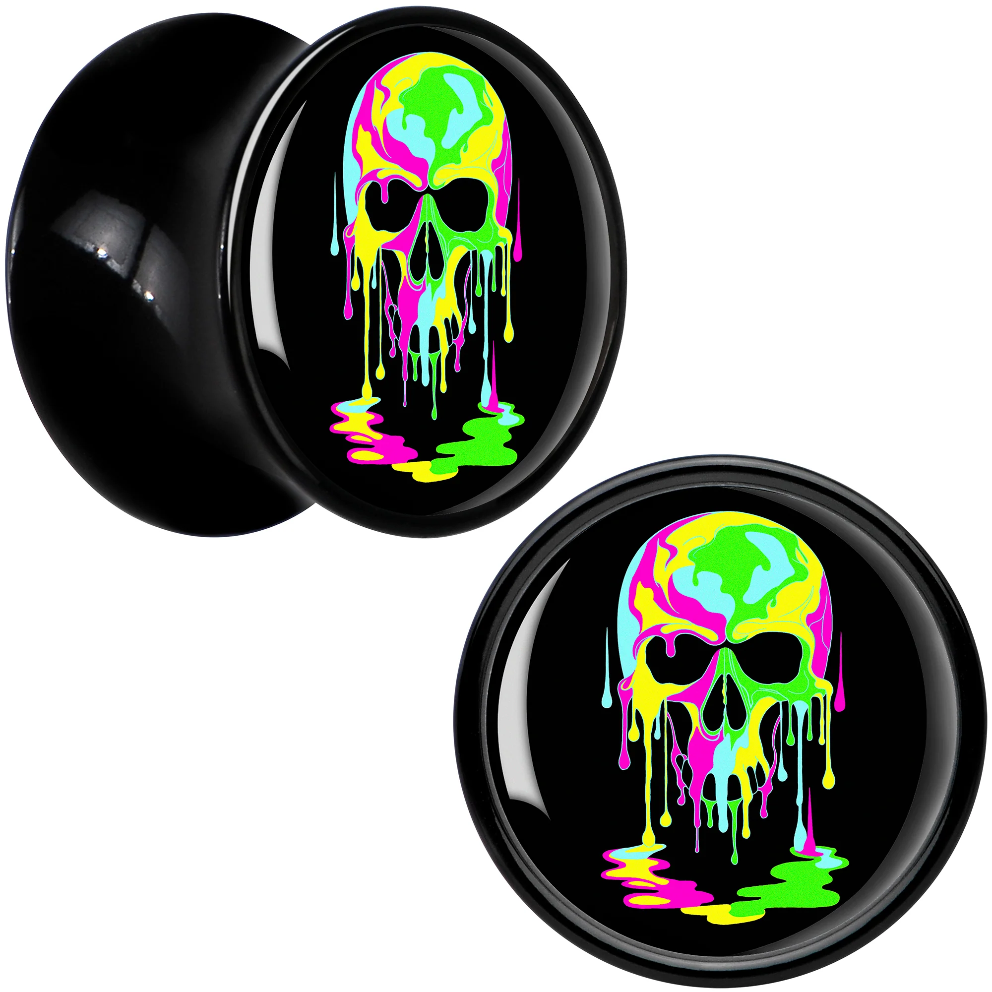Ultra Bright Melting Skull Black Acrylic Saddle Plug Set by Onyx O - Image 5