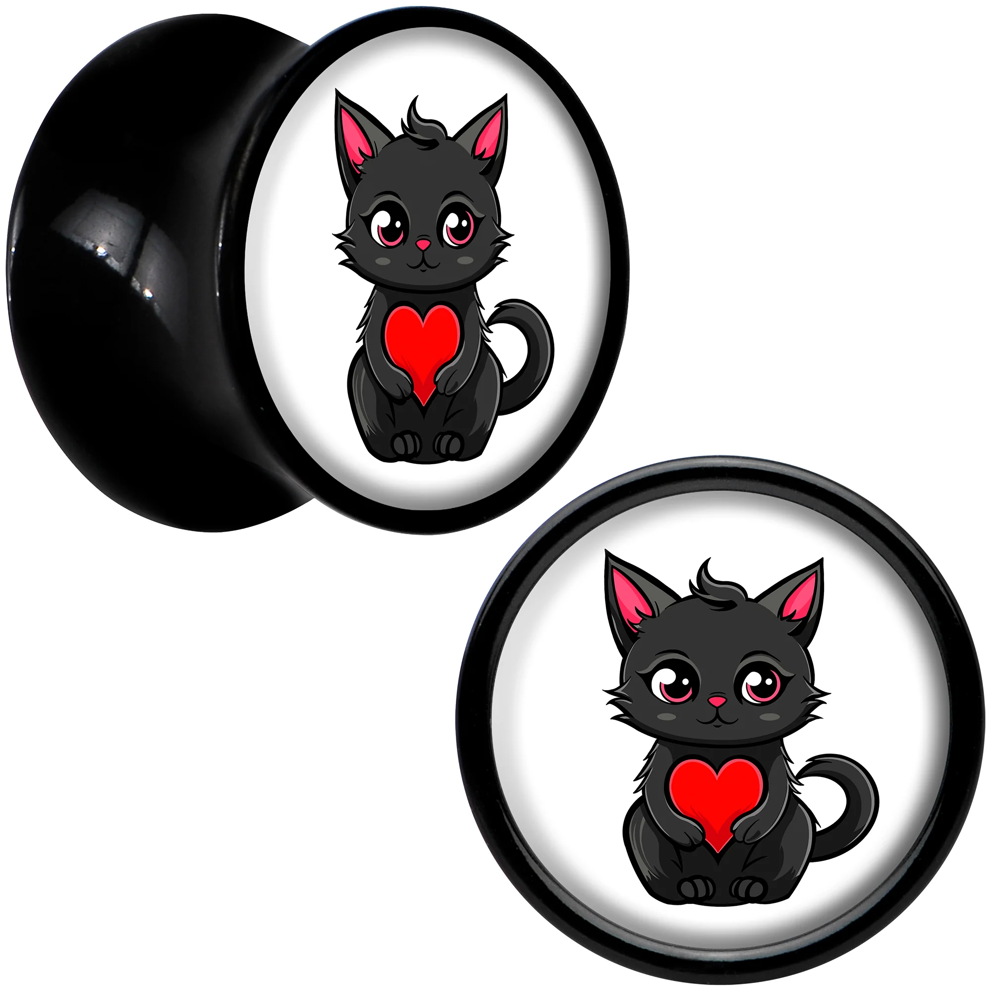 Valentine Cat Black Acrylic Saddle Plug Set by Onyx O - Image 2