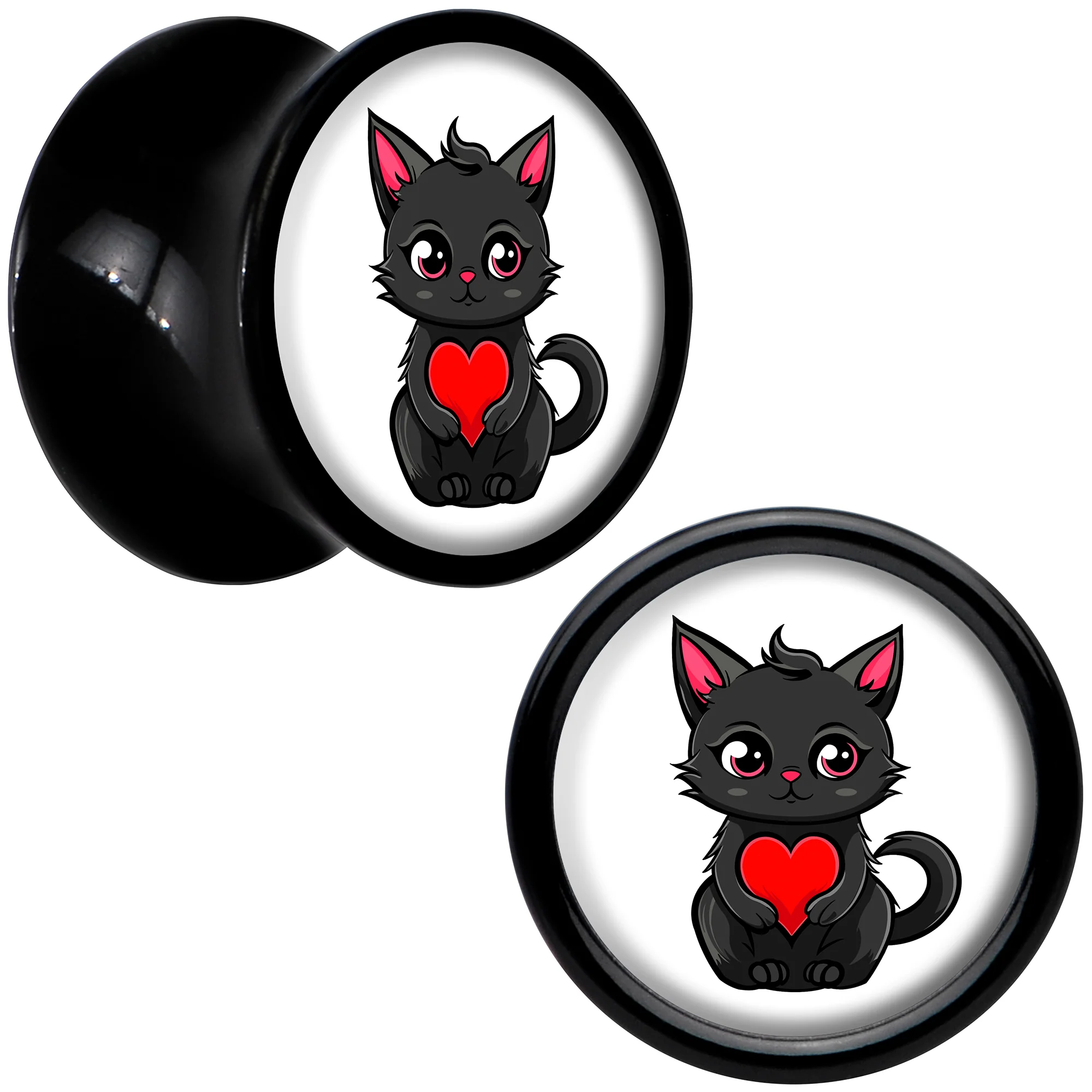 Valentine Cat Black Acrylic Saddle Plug Set by Onyx O - Image 9