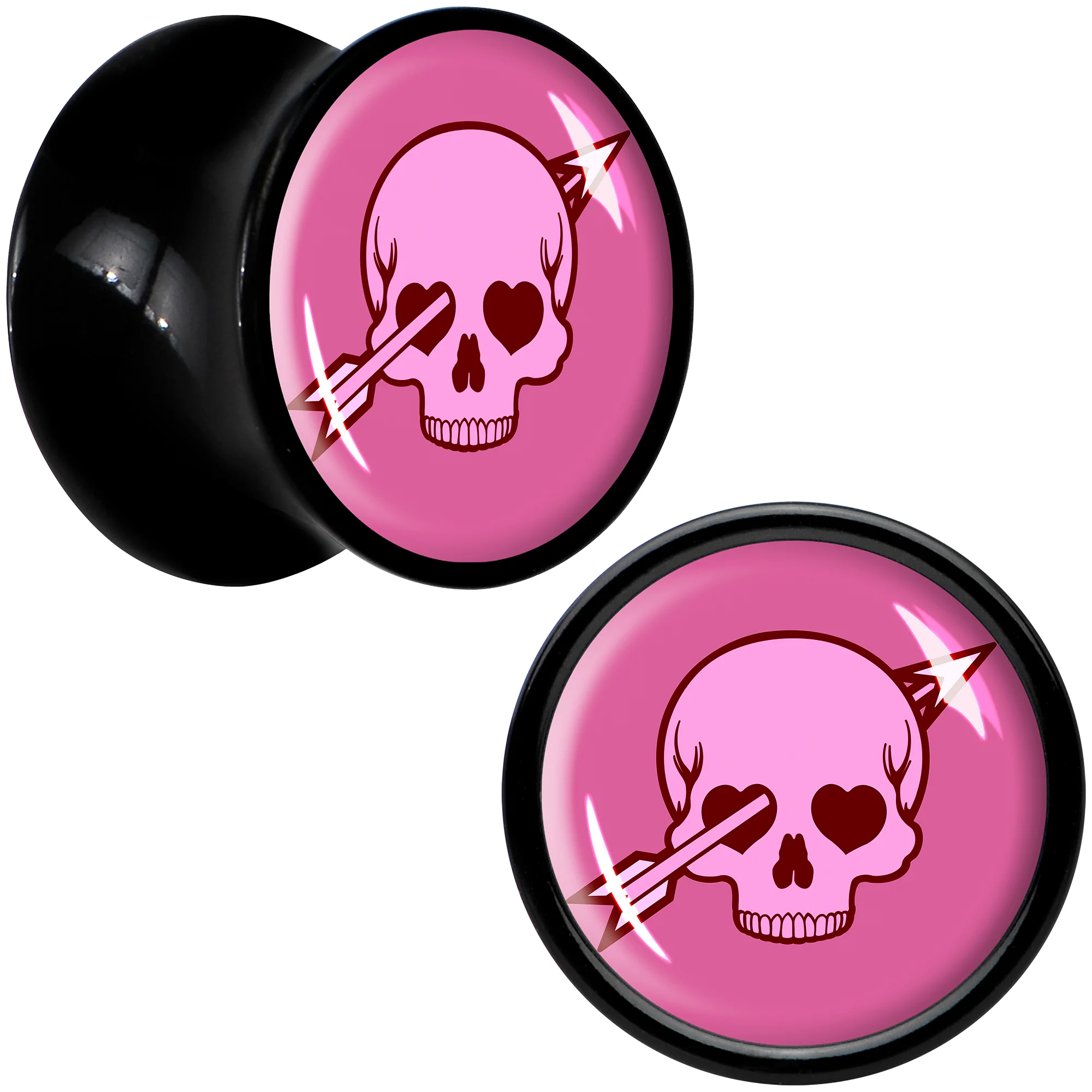 Valentine Cupid Skull Black Acrylic Saddle Plug Set by Onyx O - Image 2